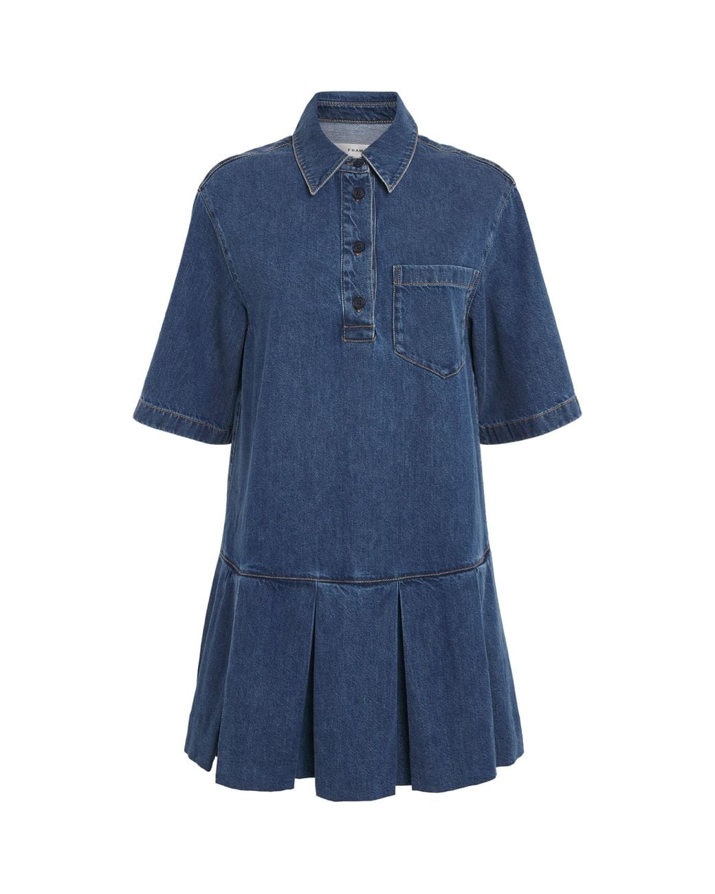 FRAME Blue The Tennis Denim Mini Dress