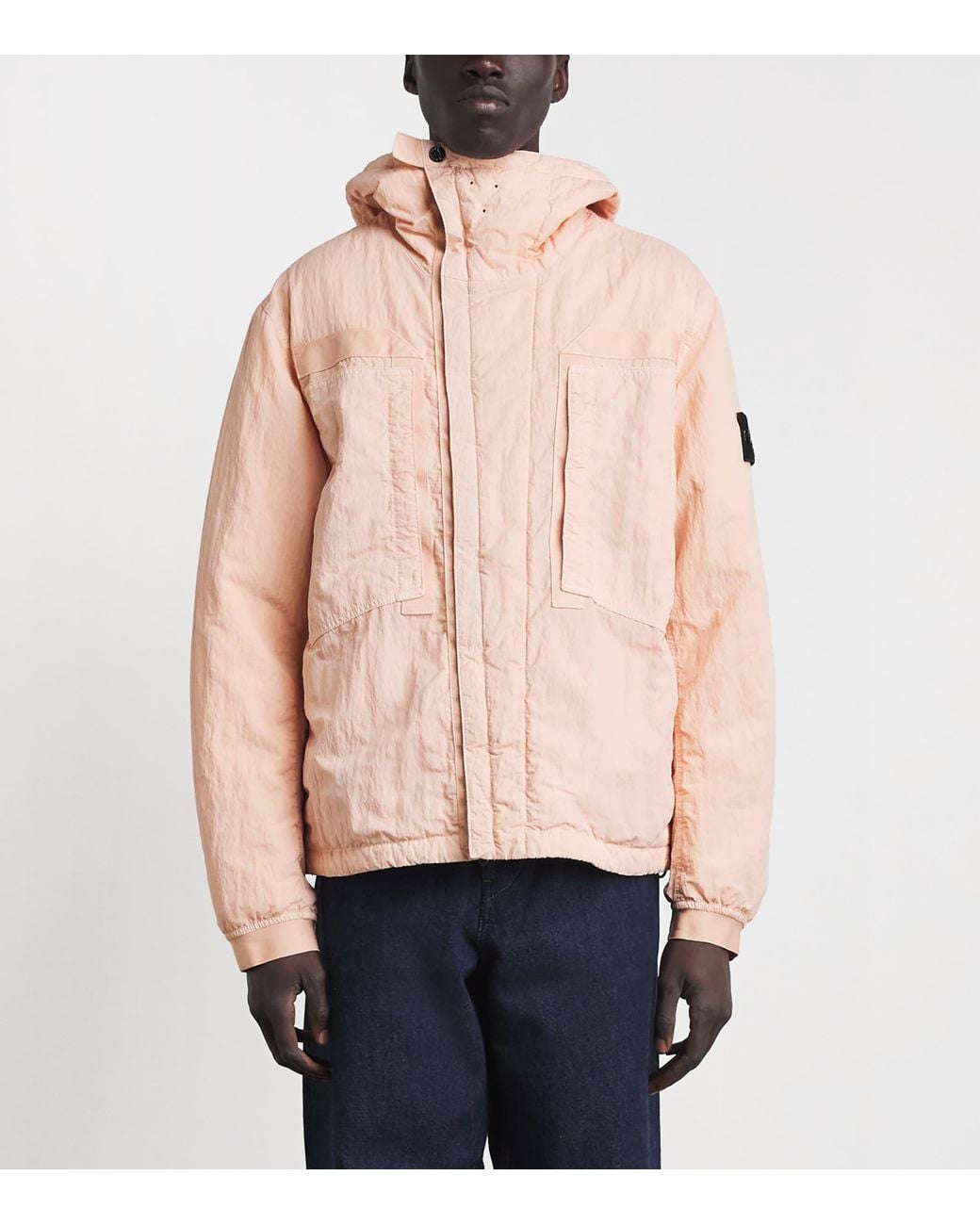 Stone Island Pink Nylon-Tc Warp Rib Padded Jacket for men