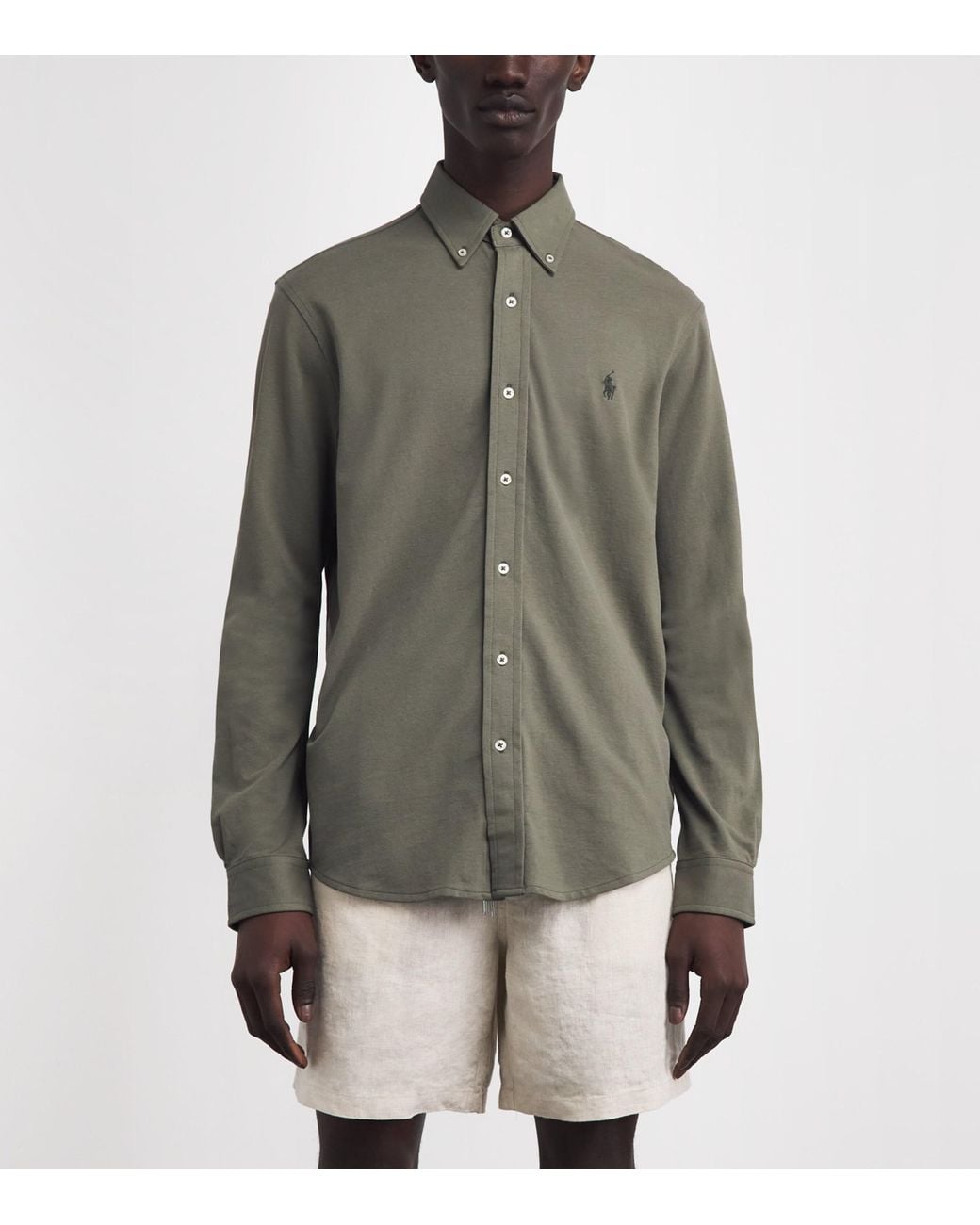 Polo Ralph Lauren Green Cotton Featherweight Mesh Shirt for men
