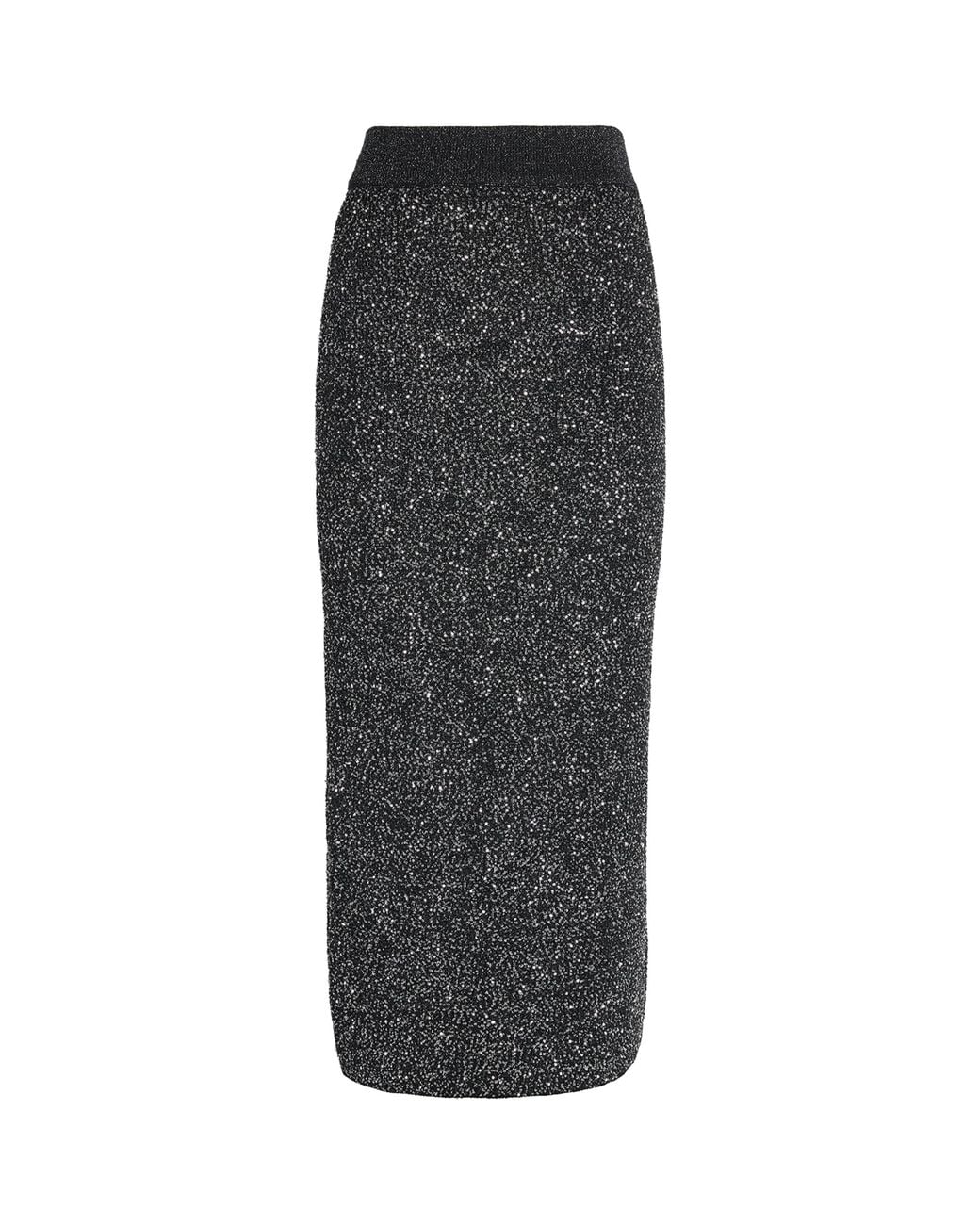 Toccin Gray Knitted Sequin Alisha Midi Skirt