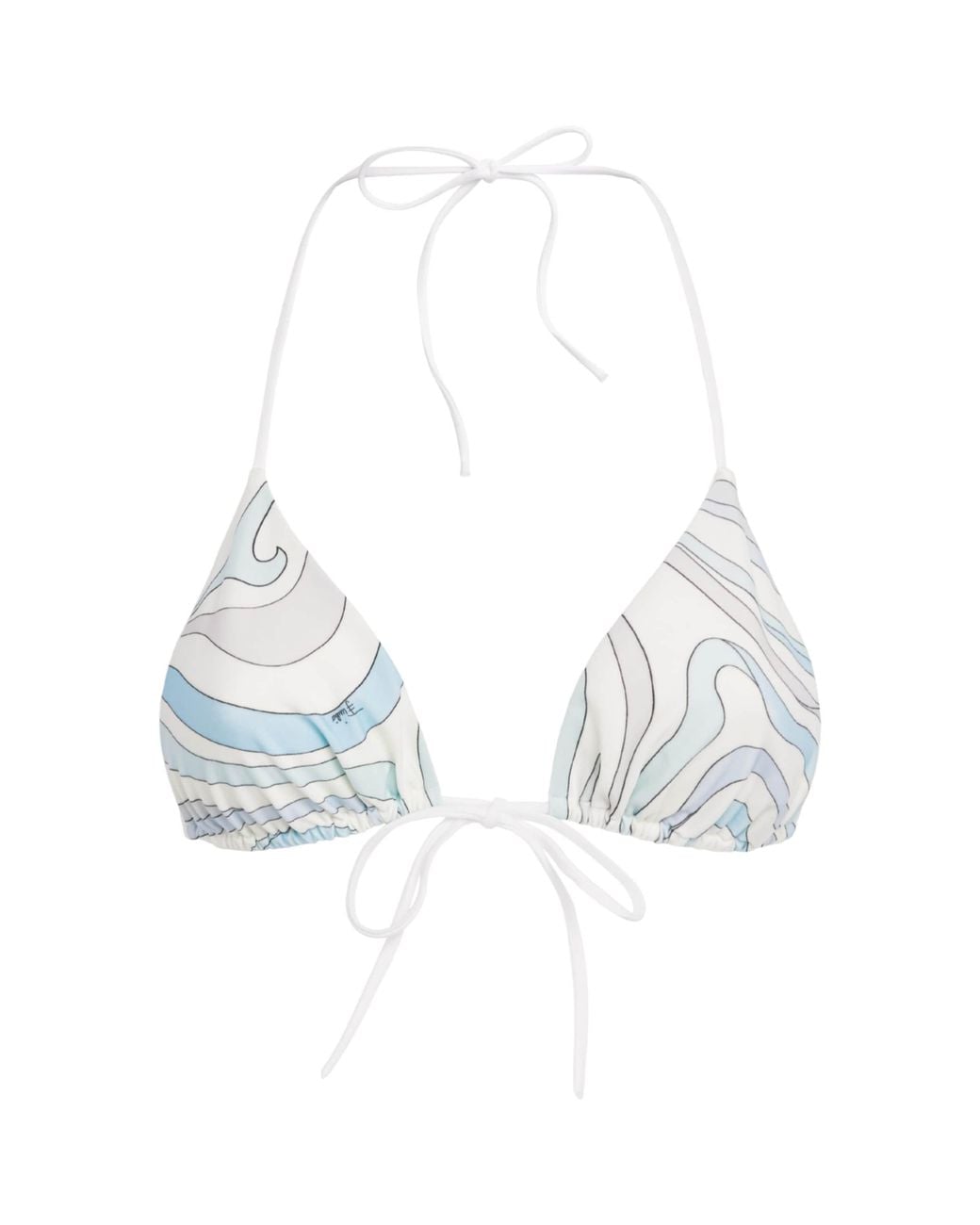 Emilio Pucci White Marmo Print Triangle Bikini Top