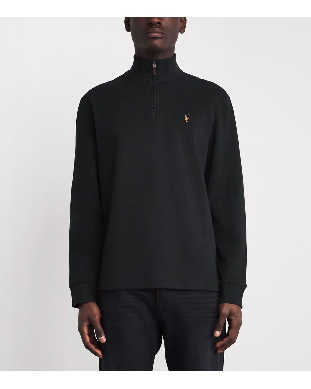 Polo Ralph Lauren Black Cotton Quarter-Zip Sweater for men