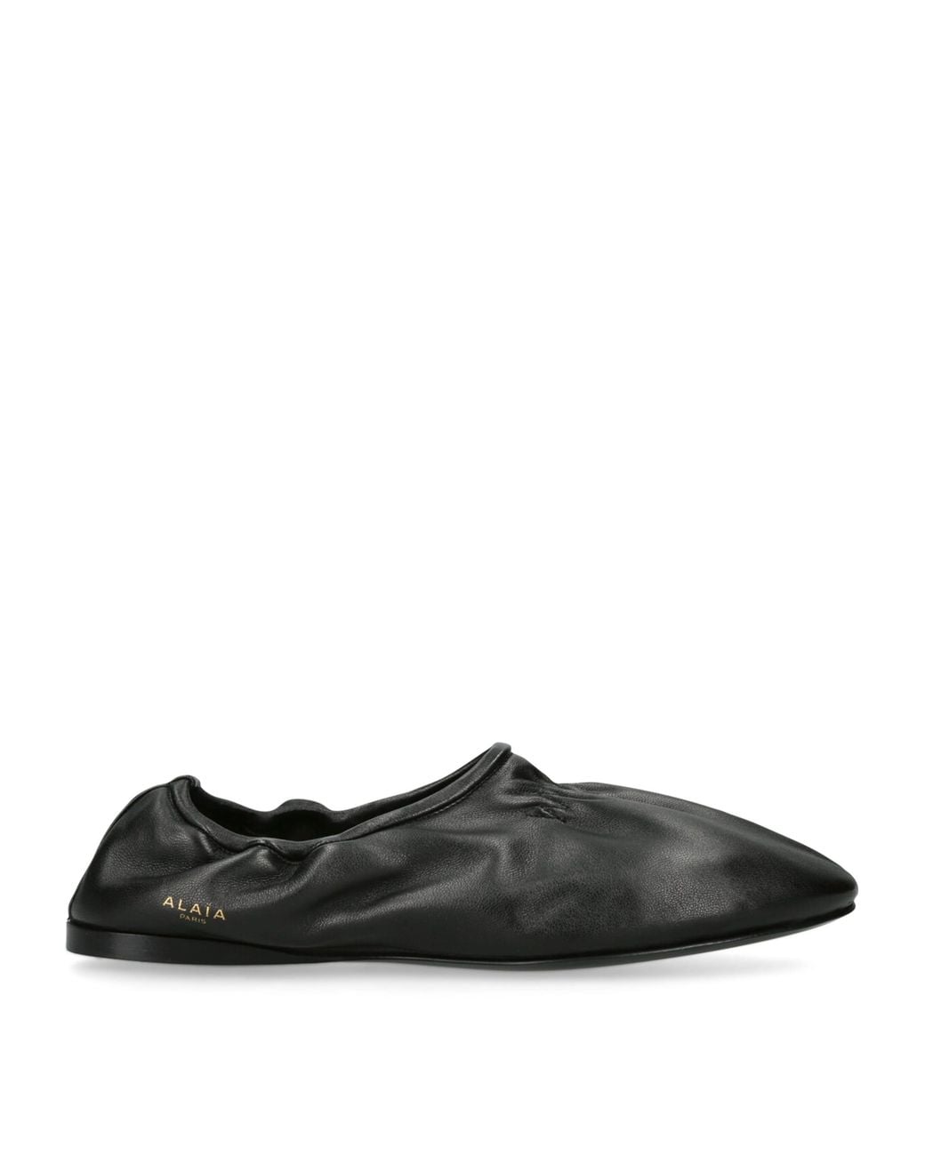 Alaïa Black Leather Scrunched Ballet Flats