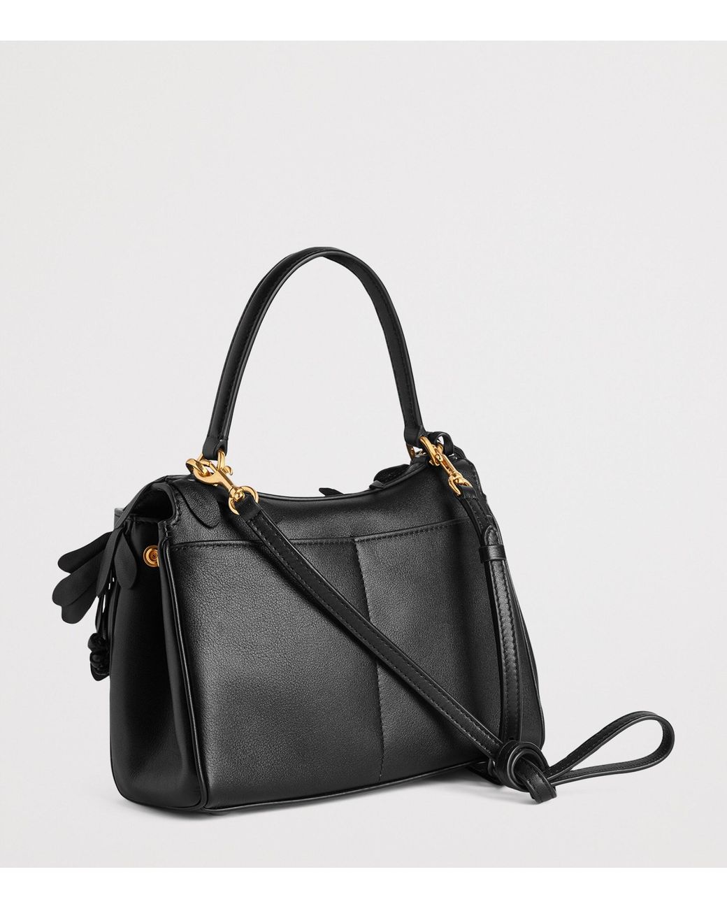 Balenciaga Black Mini Leather Floral Rodeo Top-Handle Bag