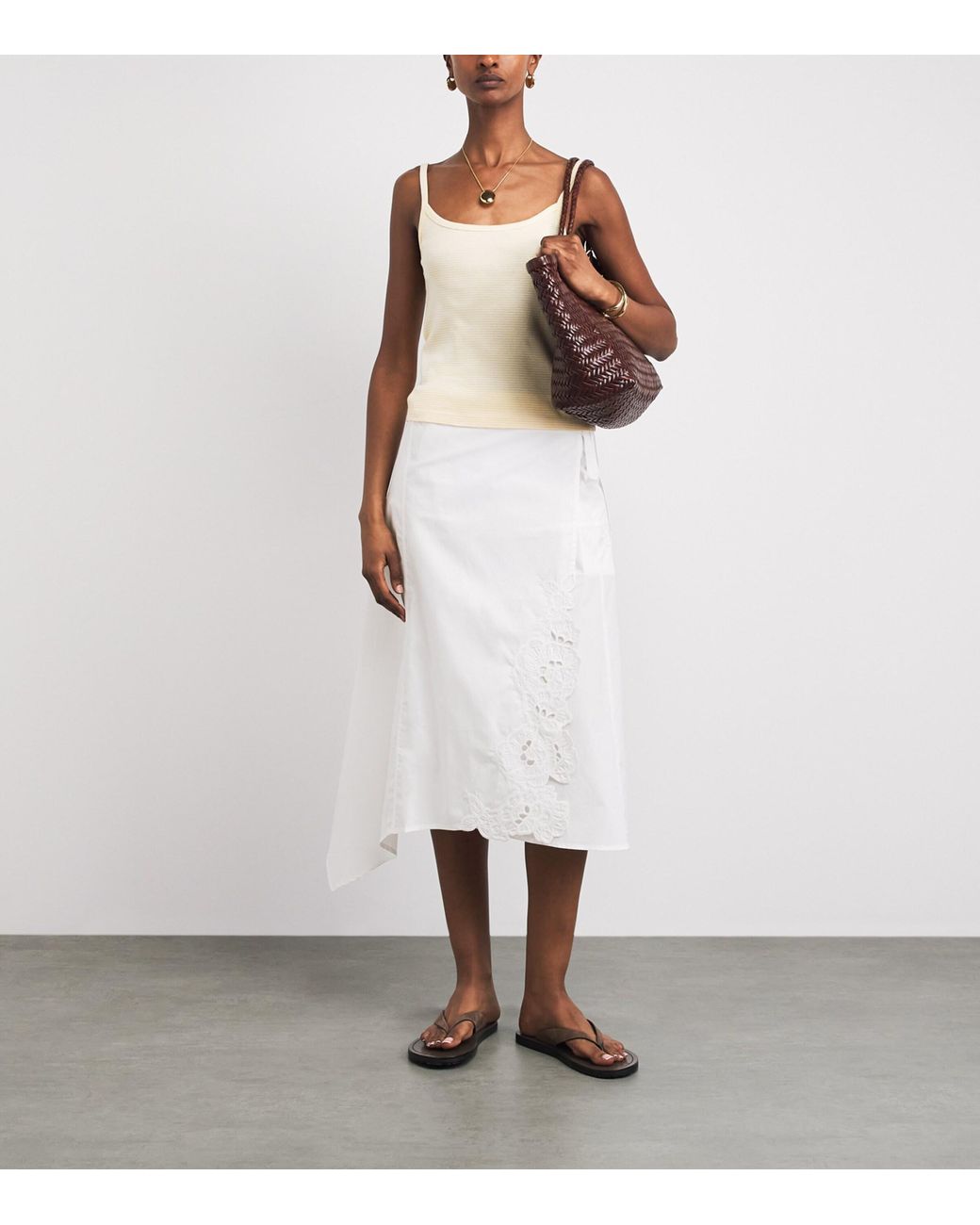 Sir White Cotton Klara Midi Skirt