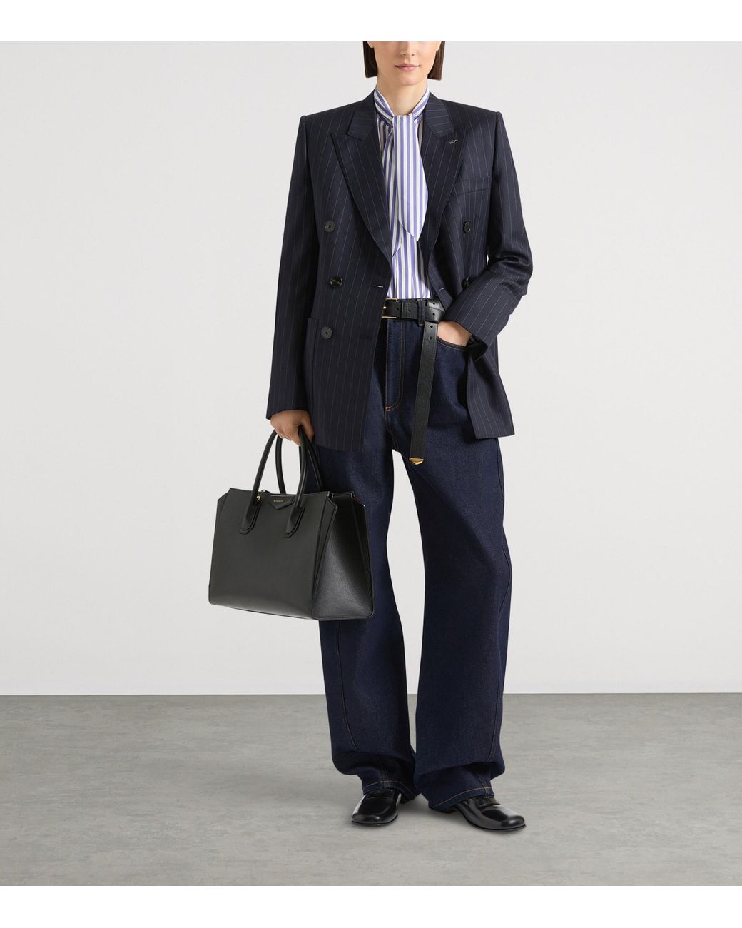 Givenchy Blue Wool Pinstripe Double-Breasted Blazer