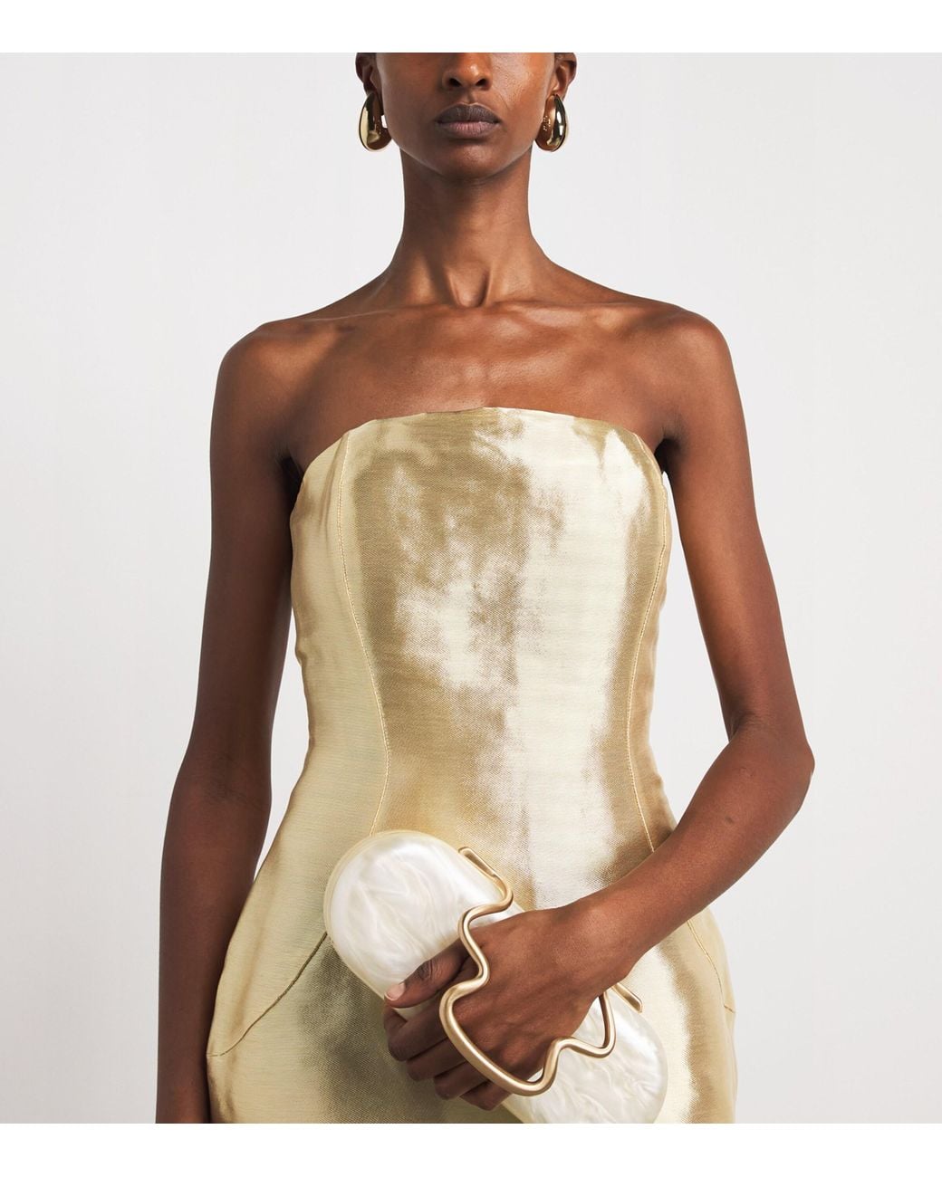 Cult Gaia Metallic Satin Strapless Ficklin Gown
