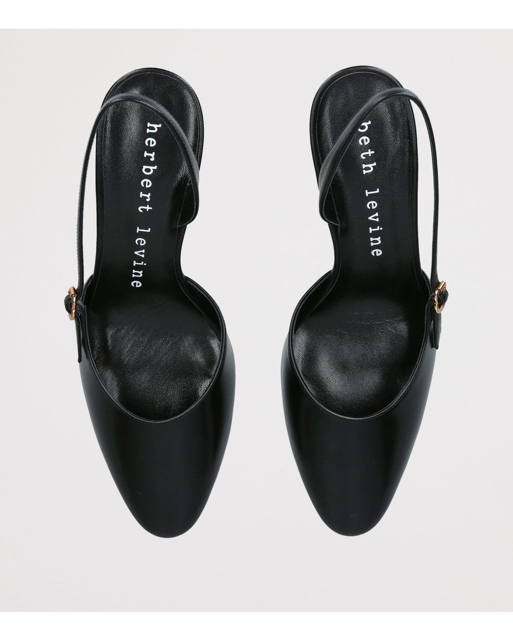 Herbert Levine Black Leather Ask Around Slingback Heels 65