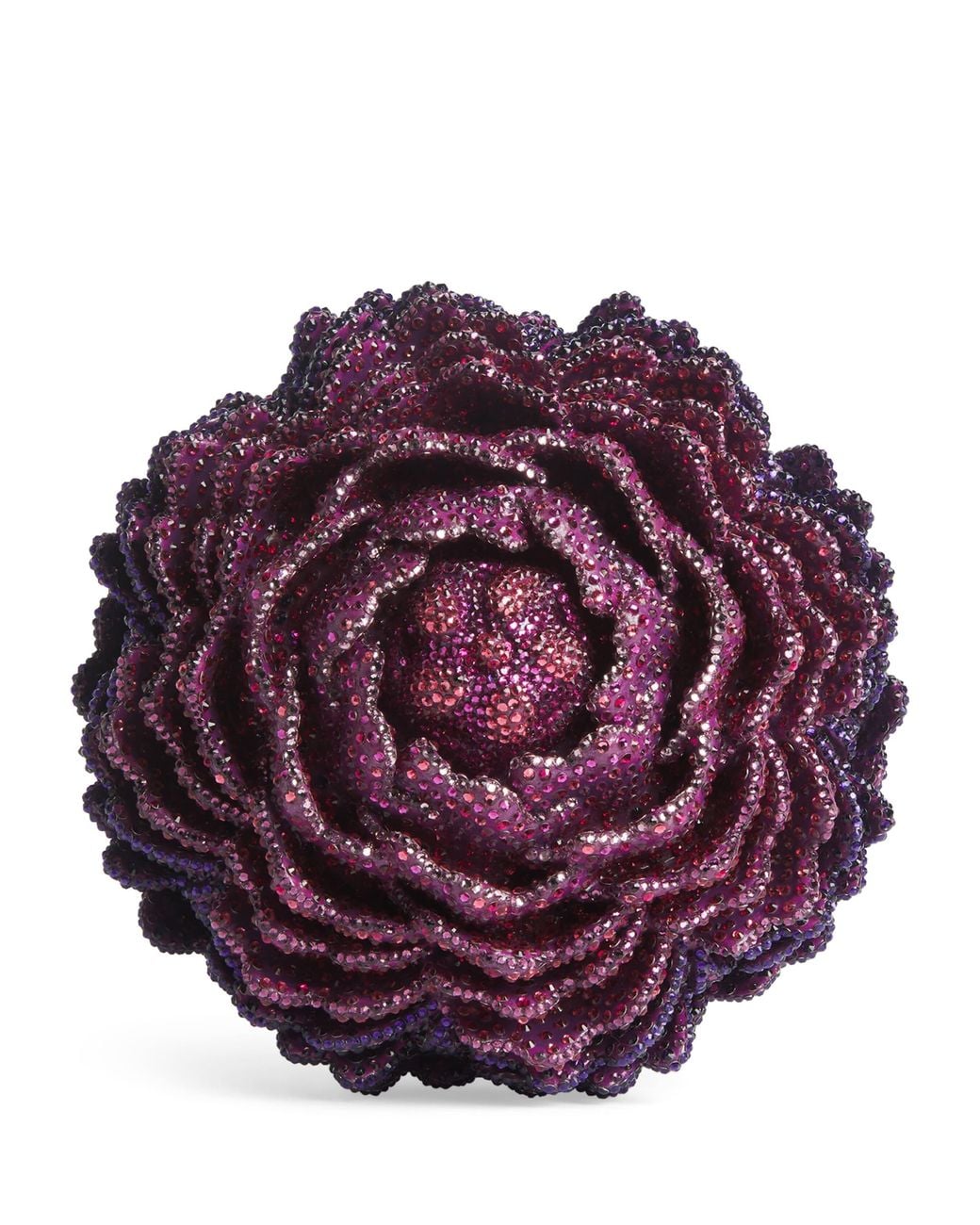 Judith Leiber Purple Embellished Peony Belladonna Clutch Bag