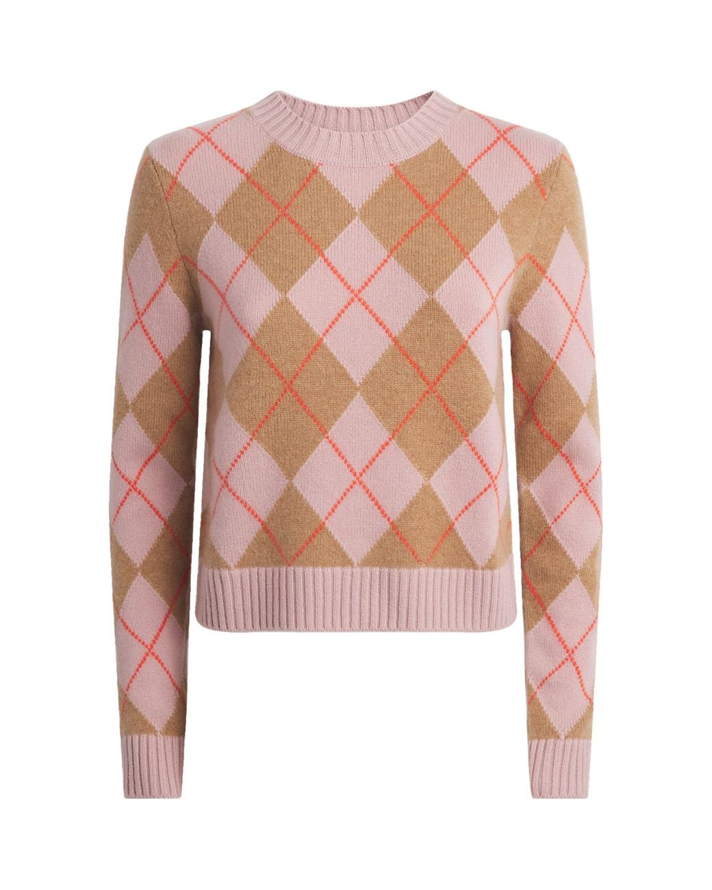 ME+EM Pink Cashmere Argyle Sweater