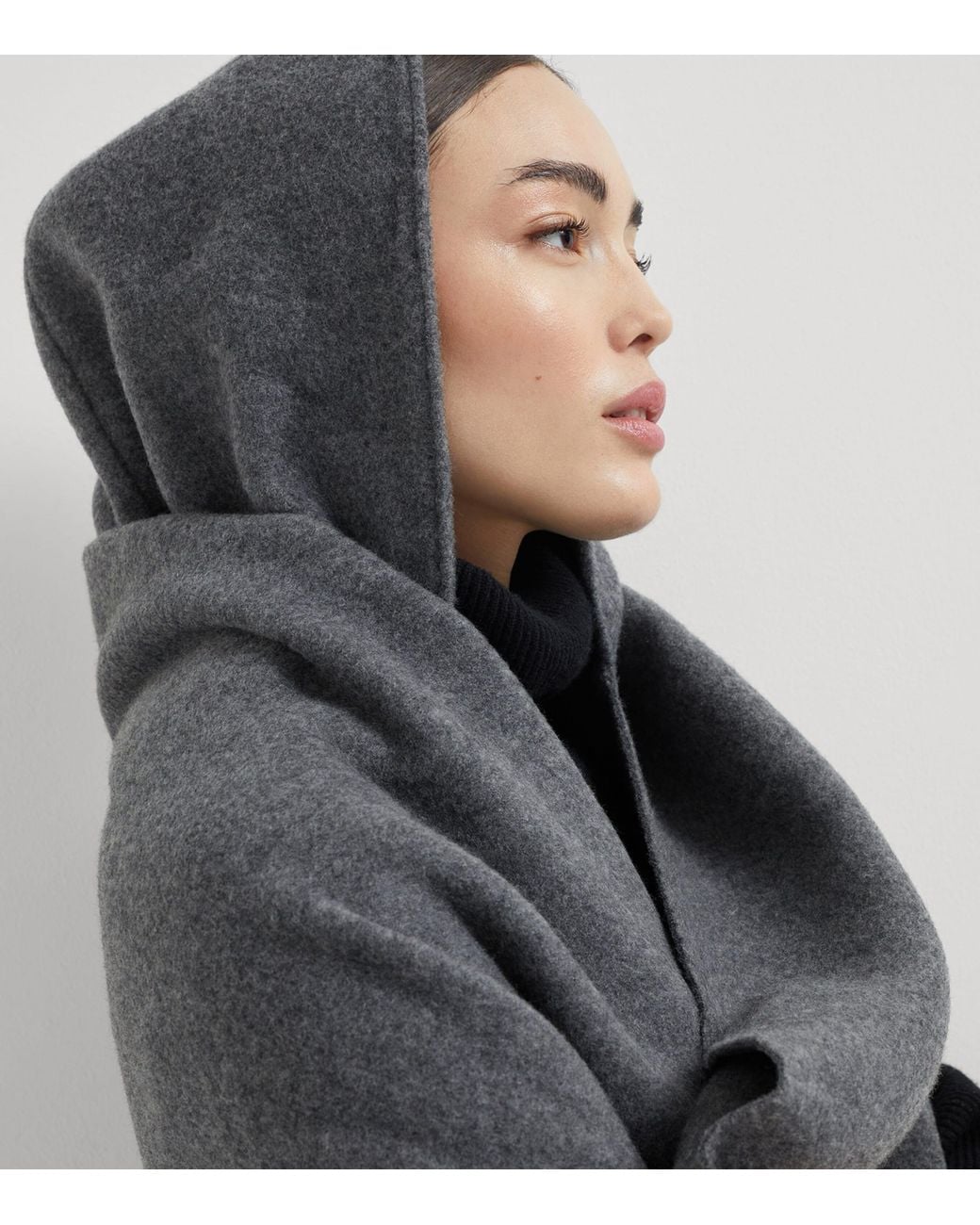Brunello Cucinelli Gray Wool-Cashmere Hooded Scarf