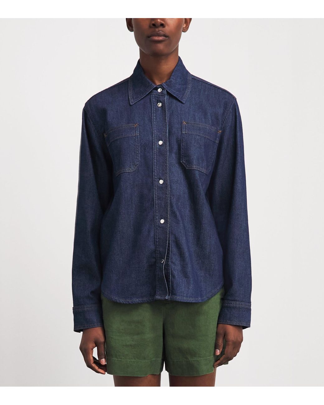 7 For All Mankind Blue Utility Denim Shirt