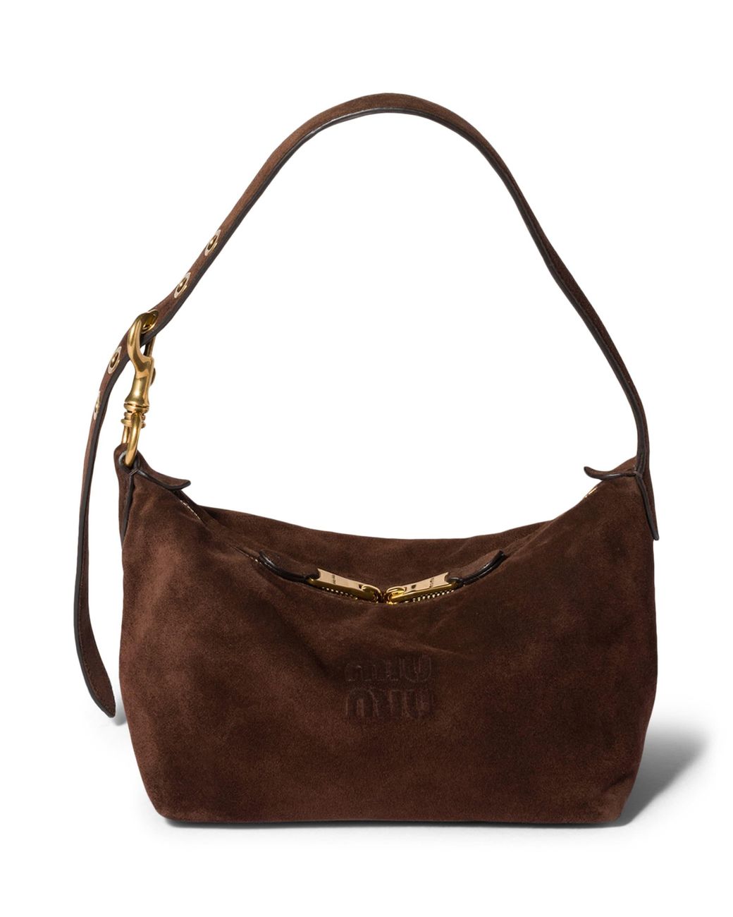 Miu Miu Brown Small Suede Spirit Shoulder Bag