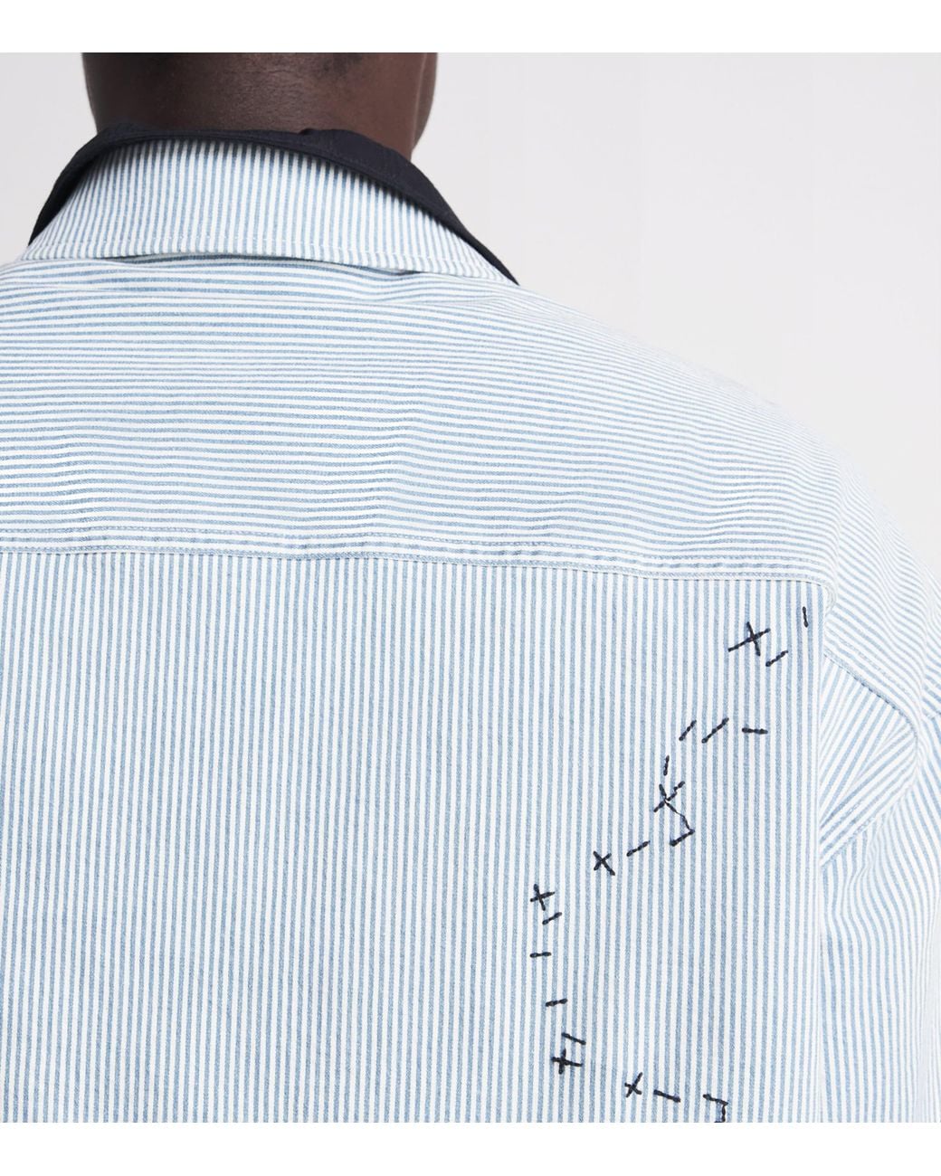 DOMREBEL Blue Stripe Indie Denim Overshirt for men