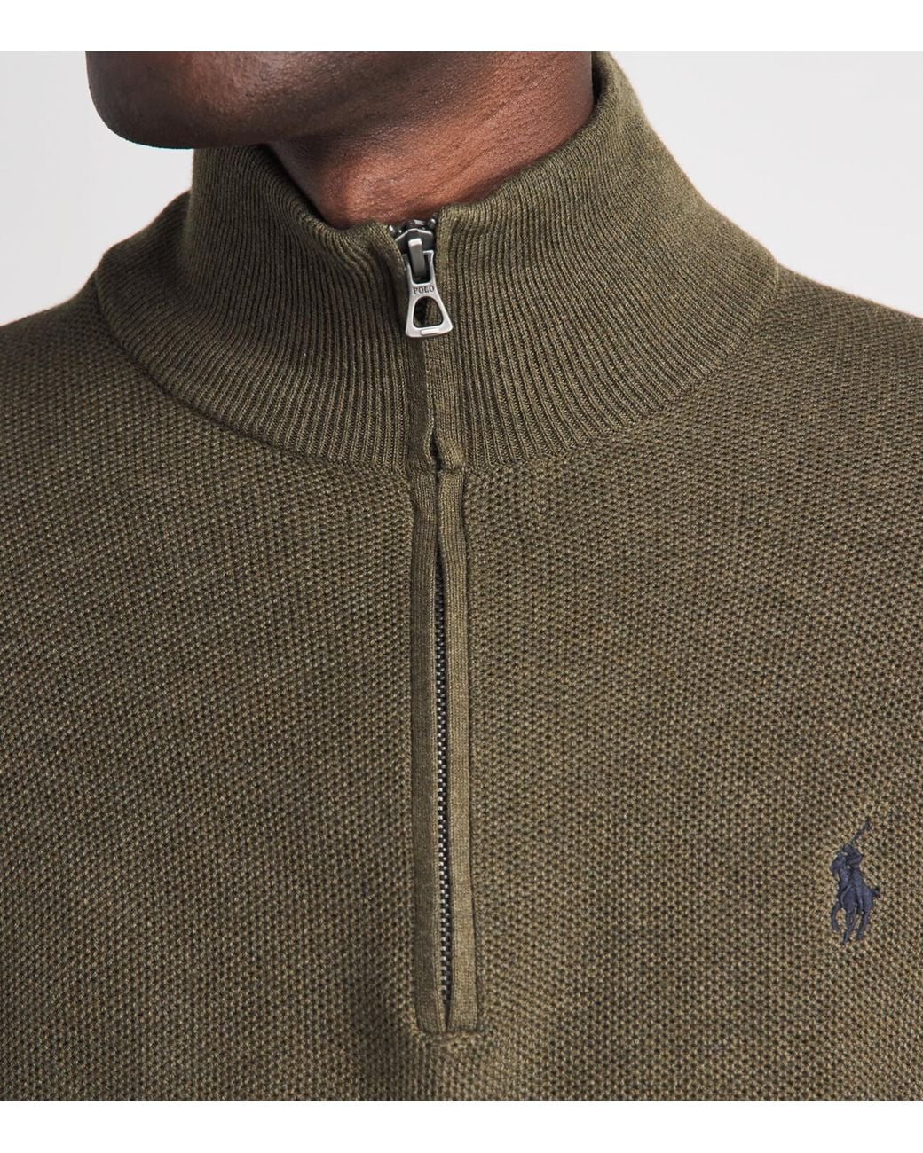 Polo Ralph Lauren Green Cotton Quarter-Zip Sweater for men