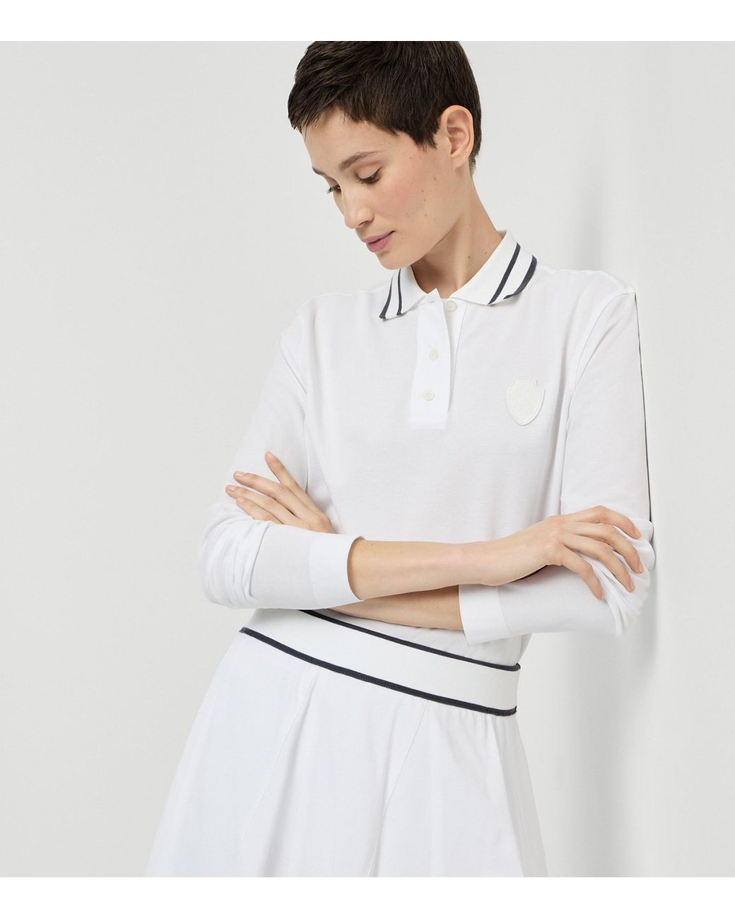 Brunello Cucinelli White Stretch Cotton Piqué Polo Shirt With Logo