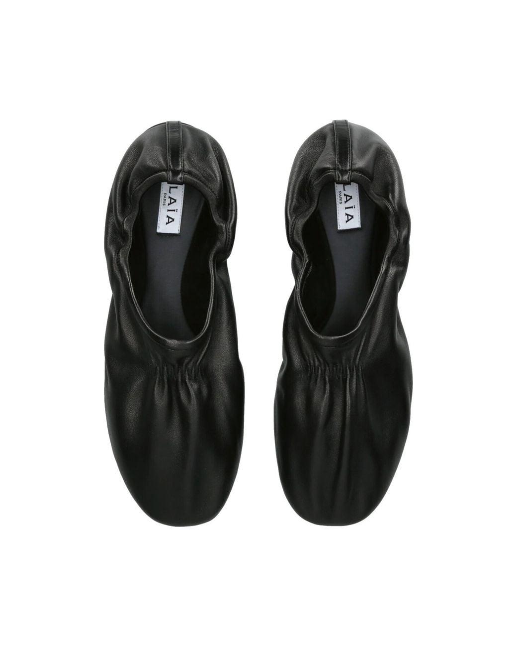 Alaïa Black Leather Scrunched Ballet Flats