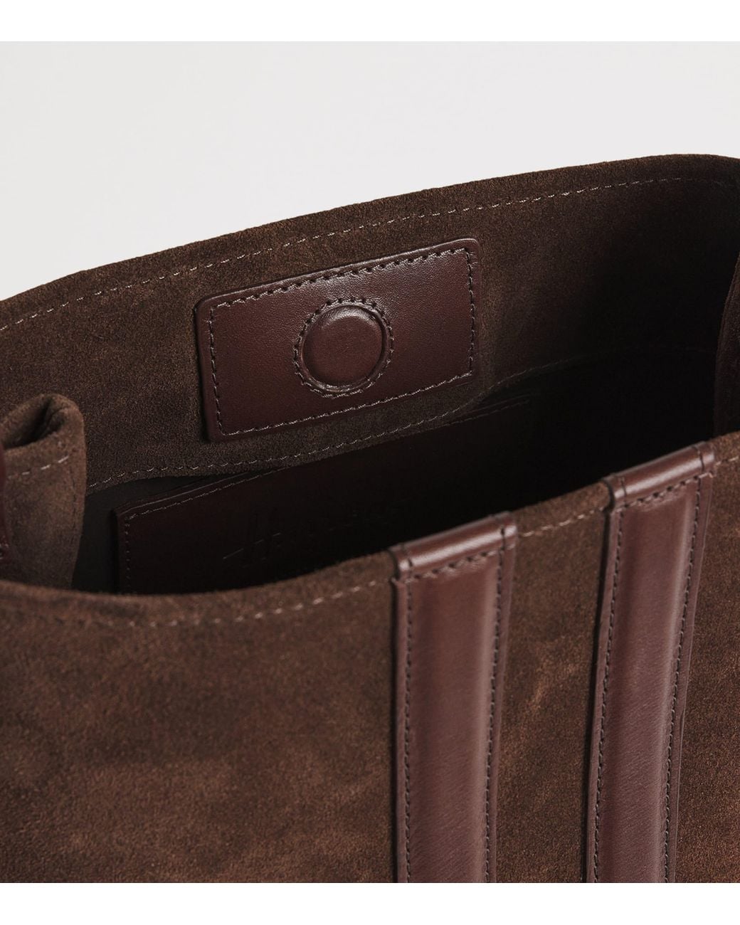 Harrods Brown X Tusting Small Suede H Cross-Body Bag