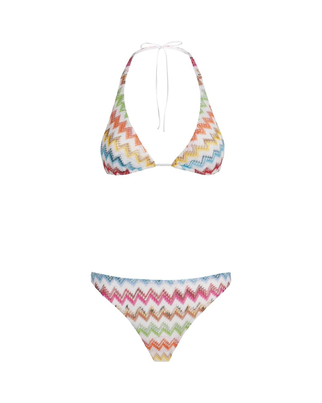 Missoni White Zigzag Playful Halterneck Bikini