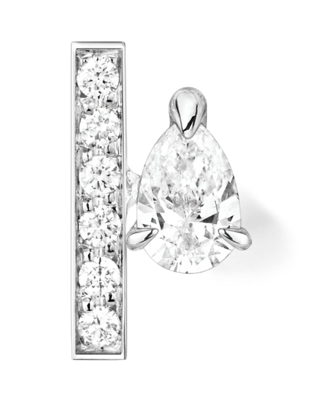 Repossi White And Diamond Serti Sur Vide Single Stud Earring