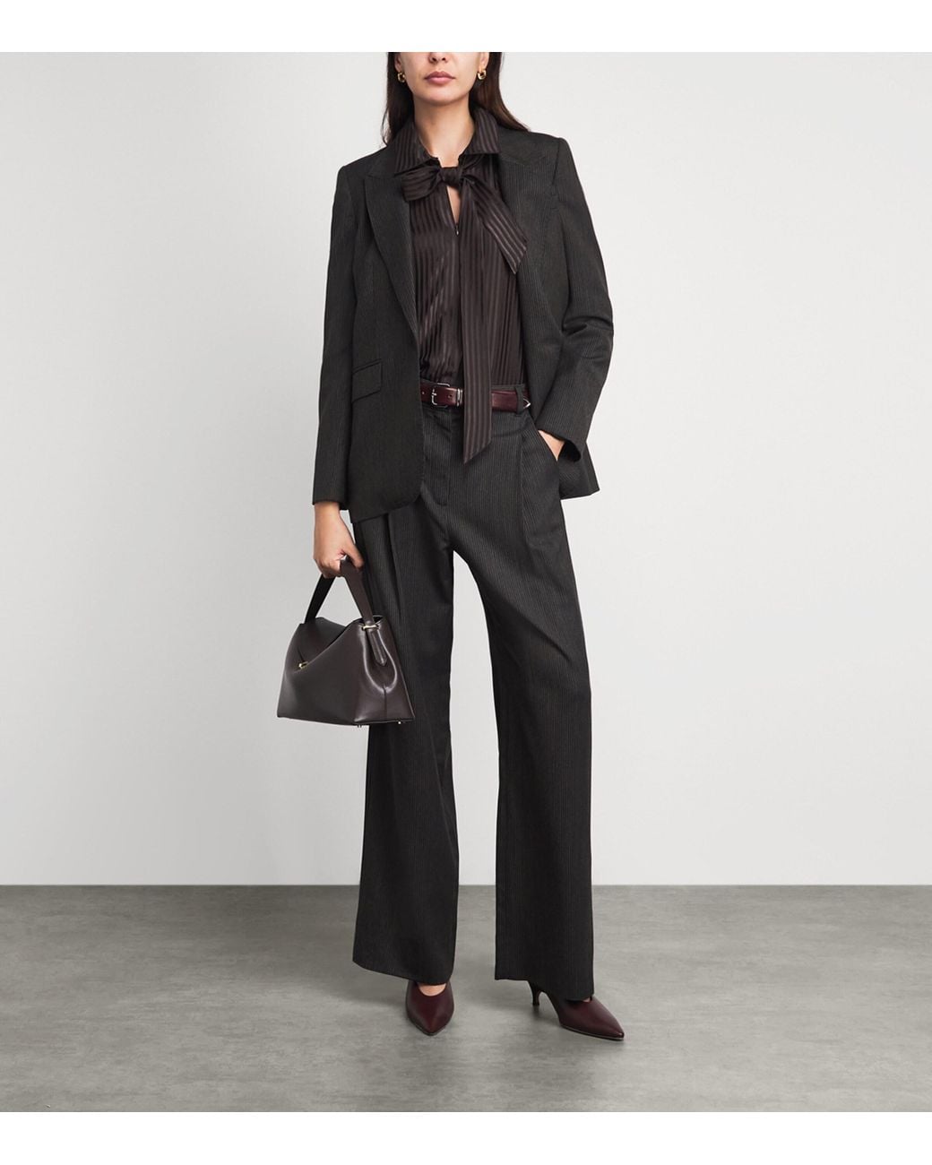 ME+EM Black Satin Stripe Shirt