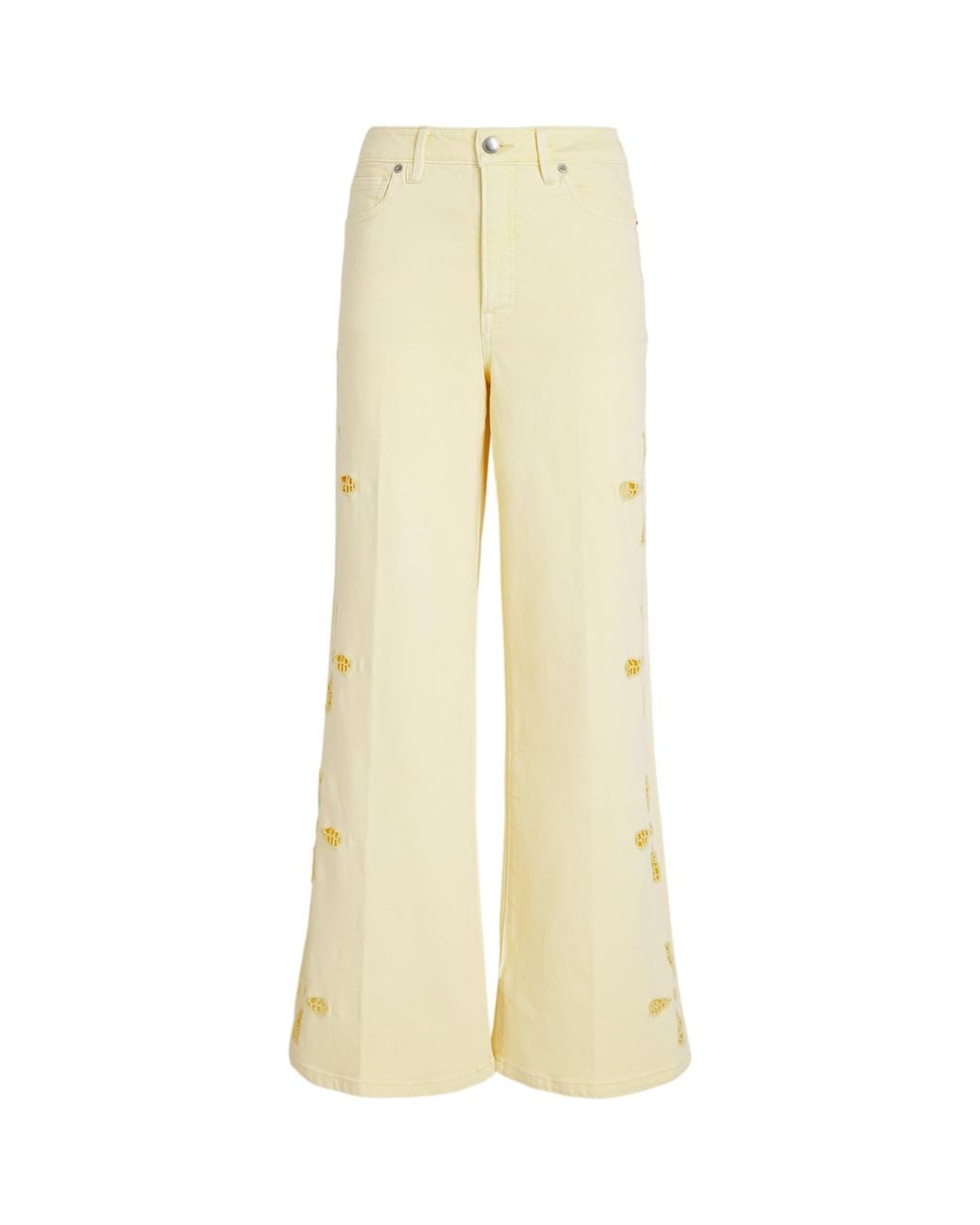 GOOD AMERICAN Natural Embroidered Good Waist Palazzo Jeans