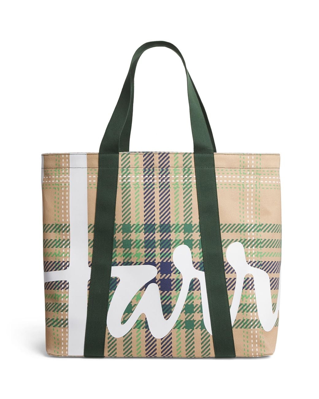 Harrods Green Large Tartan Check Tote Bag