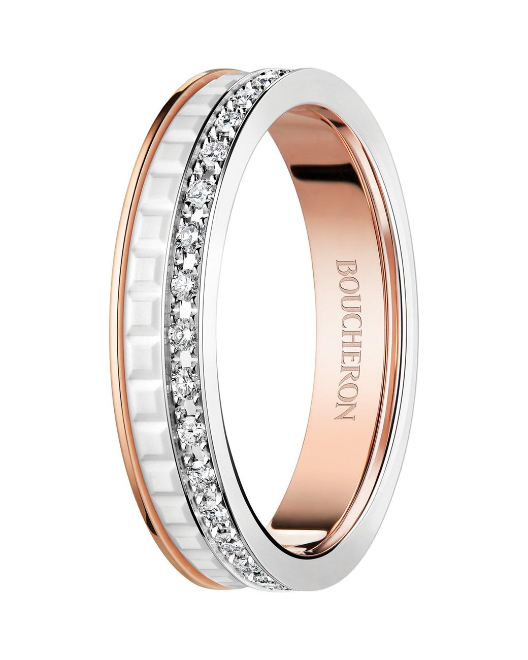 Boucheron White Rose, And Diamond Quatre Edition Wedding Band