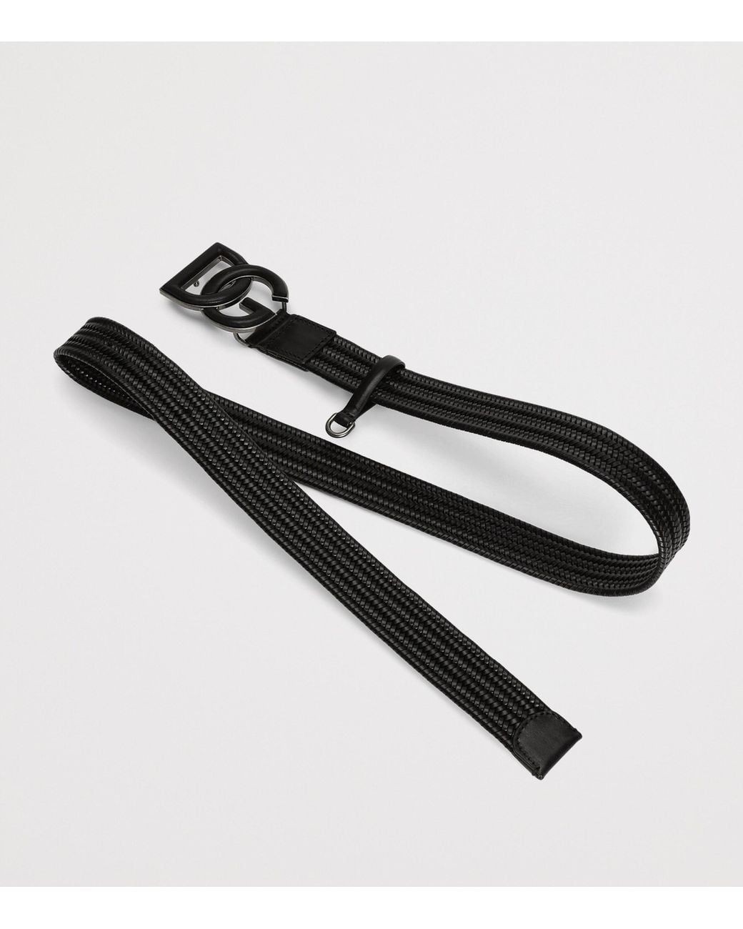Dolce & Gabbana Black Leather Woven Belt for men