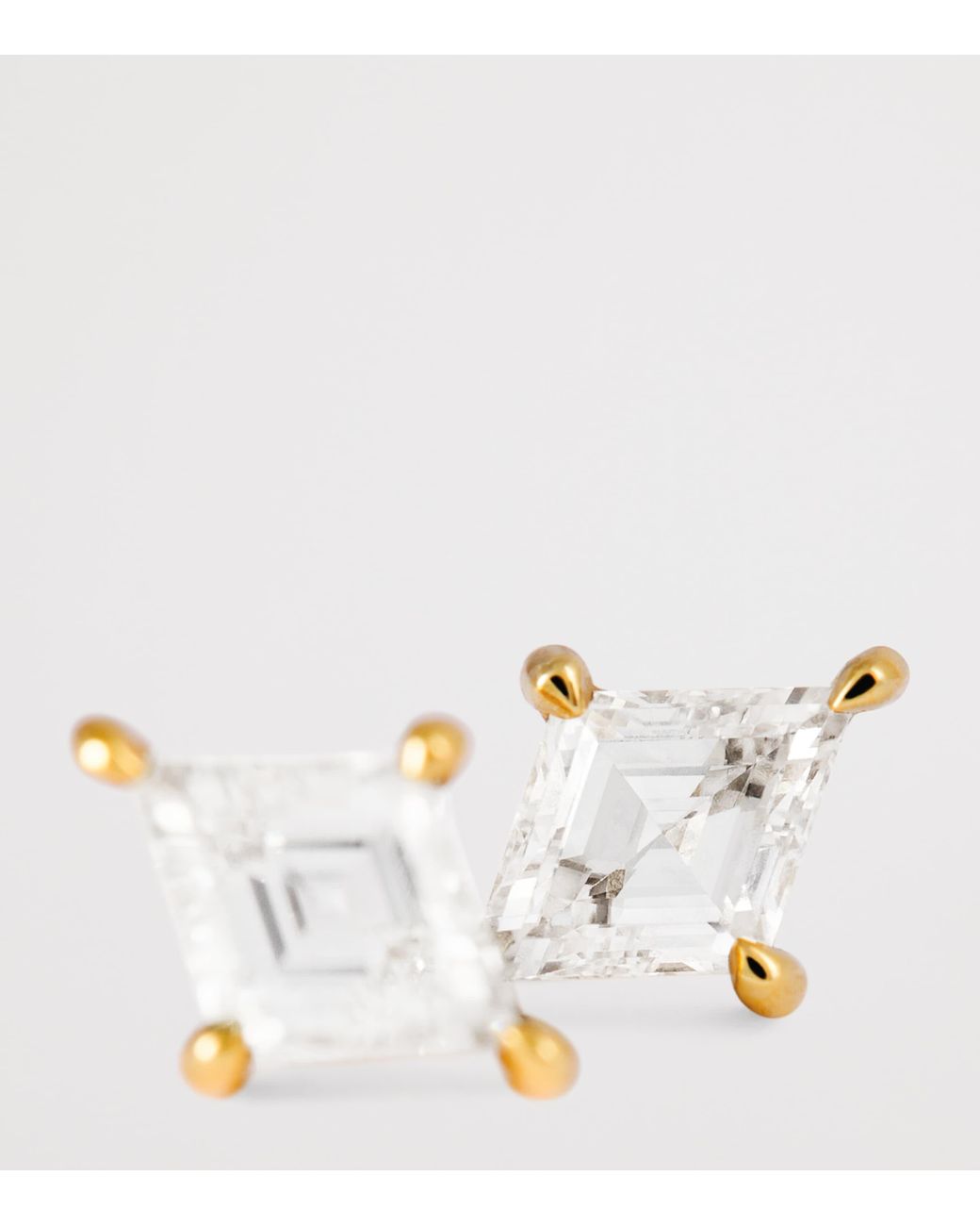 Azlee Metallic And Diamond Lozenge Stud Earrings