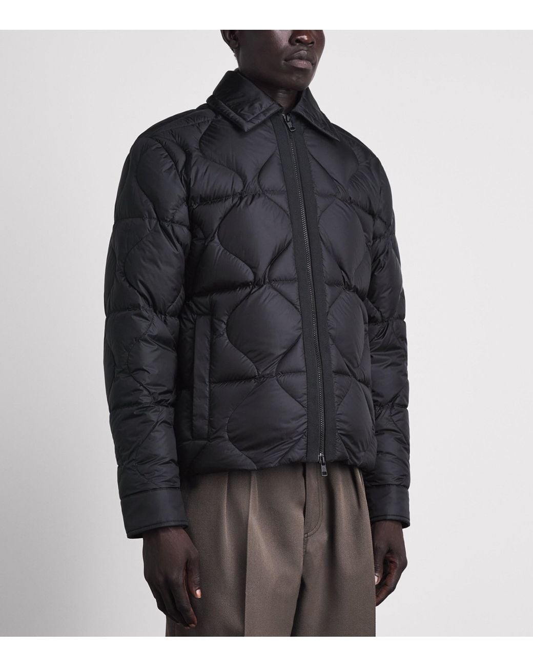 Moncler Black Down Ashmere Quilted Jacket for men