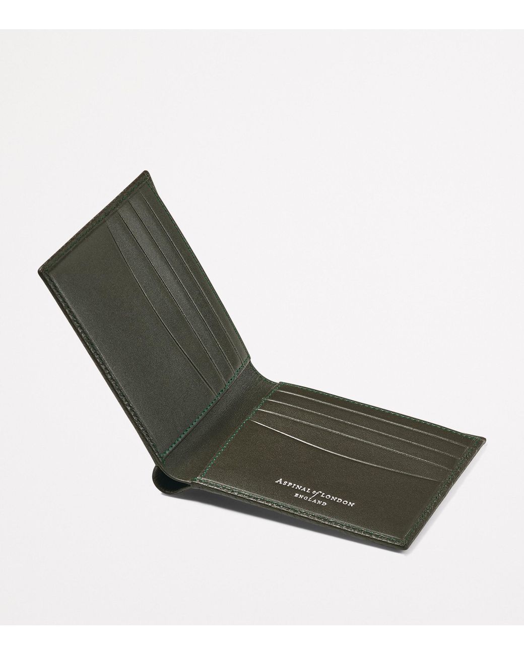 Aspinal Green Leather Bifold Wallet for men