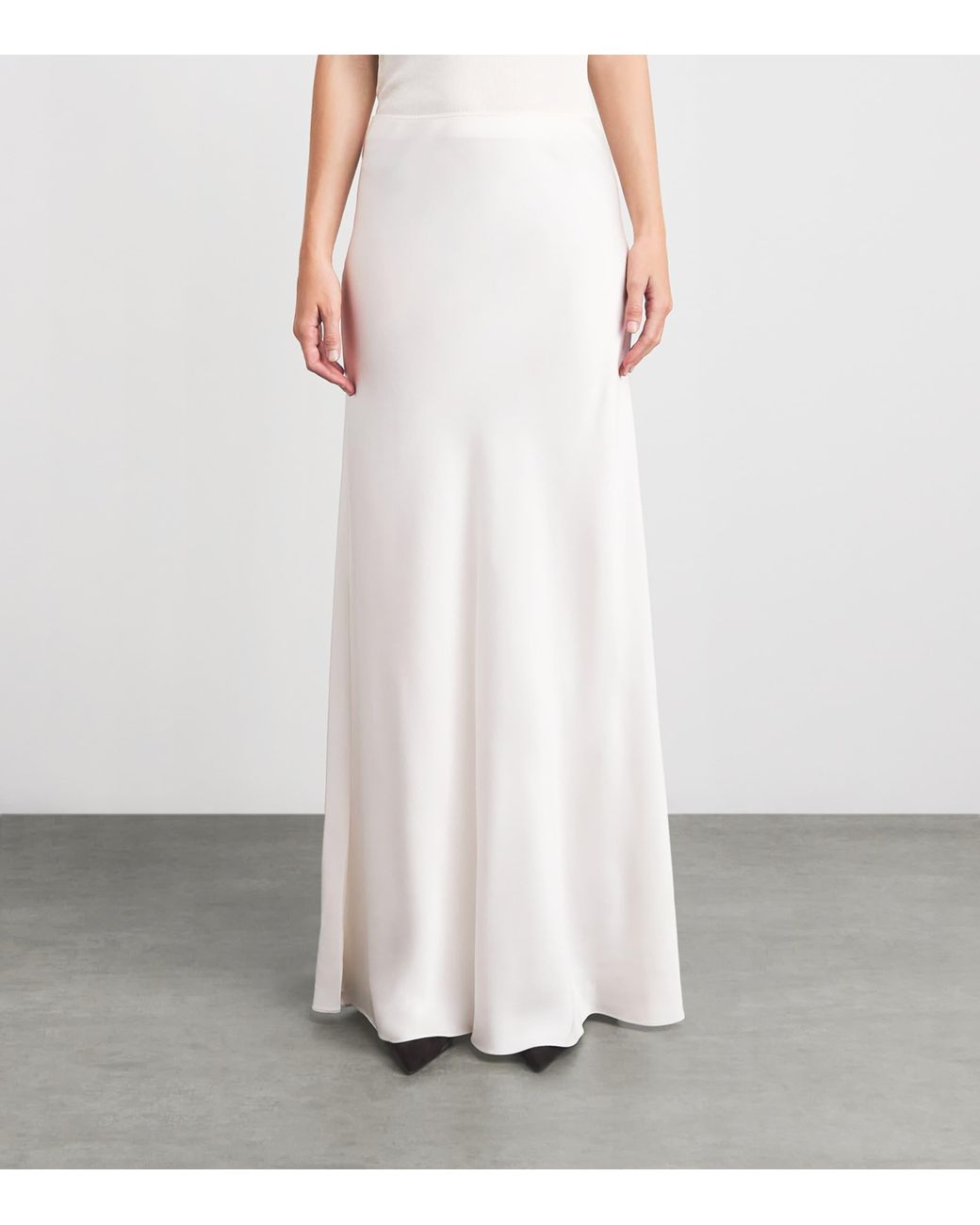 Fabiana Filippi White Satin Enver Maxi Skirt