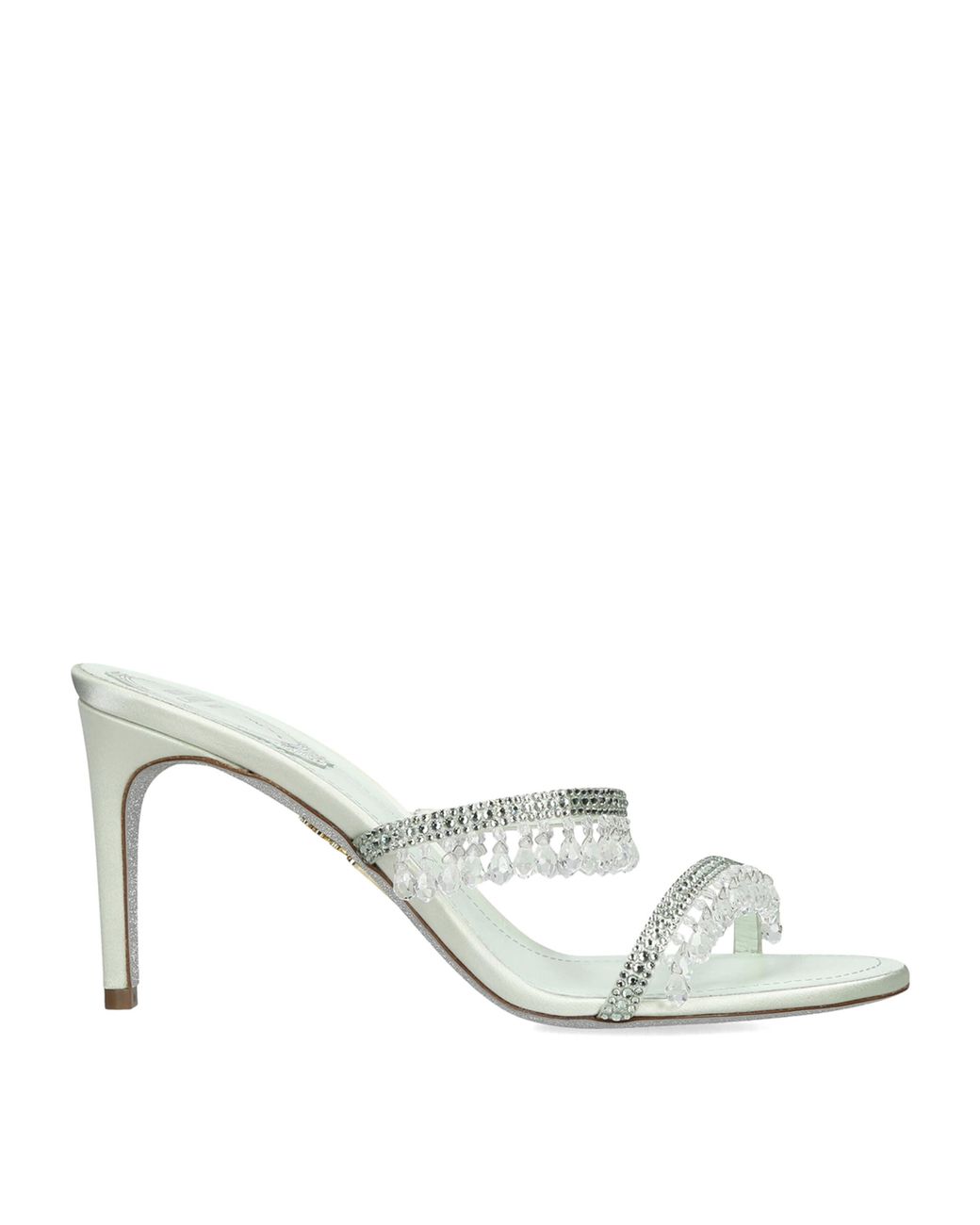 Rene Caovilla White Leather Chandelier Mules 80