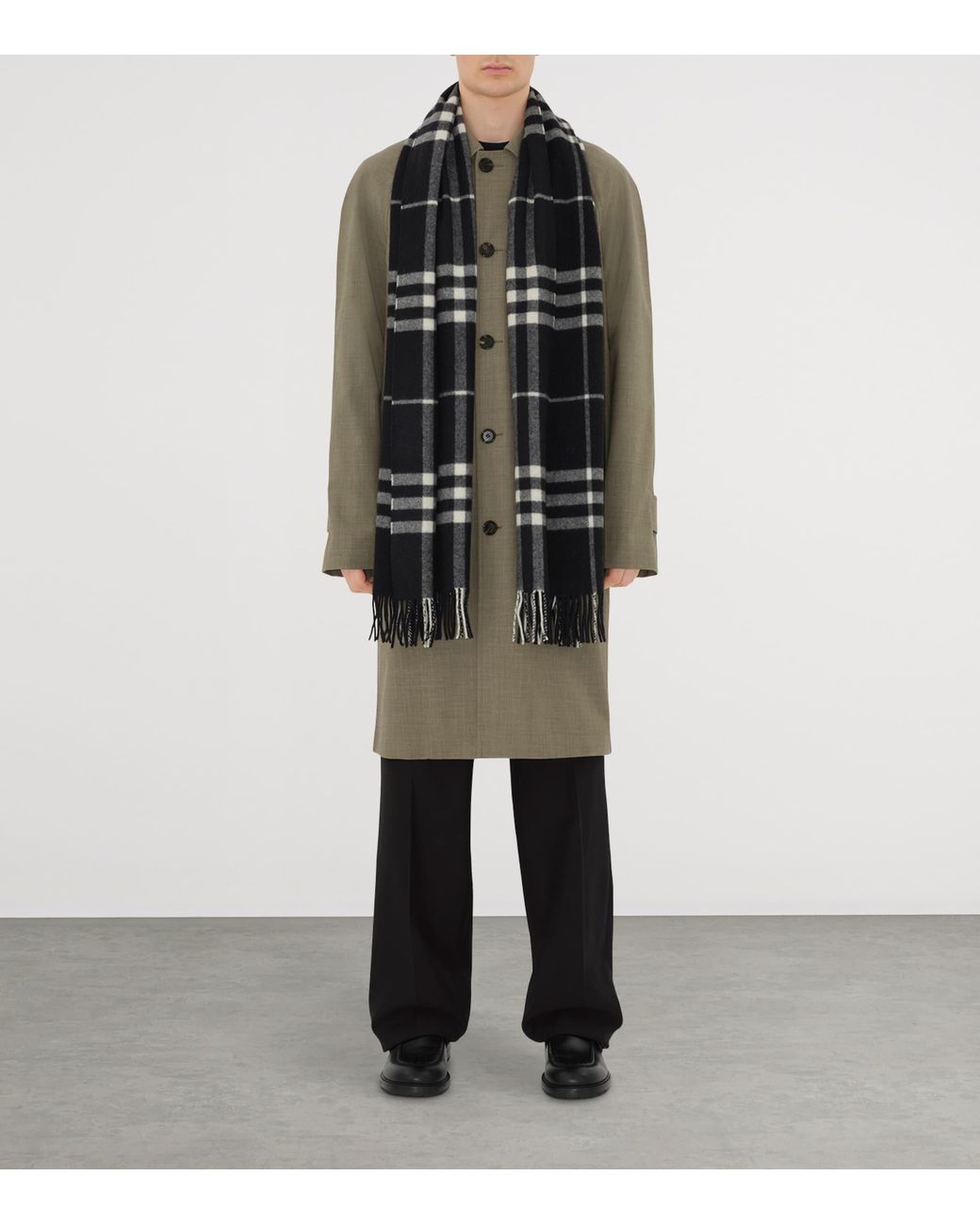 Burberry Black Cashmere Wide Check Scarf
