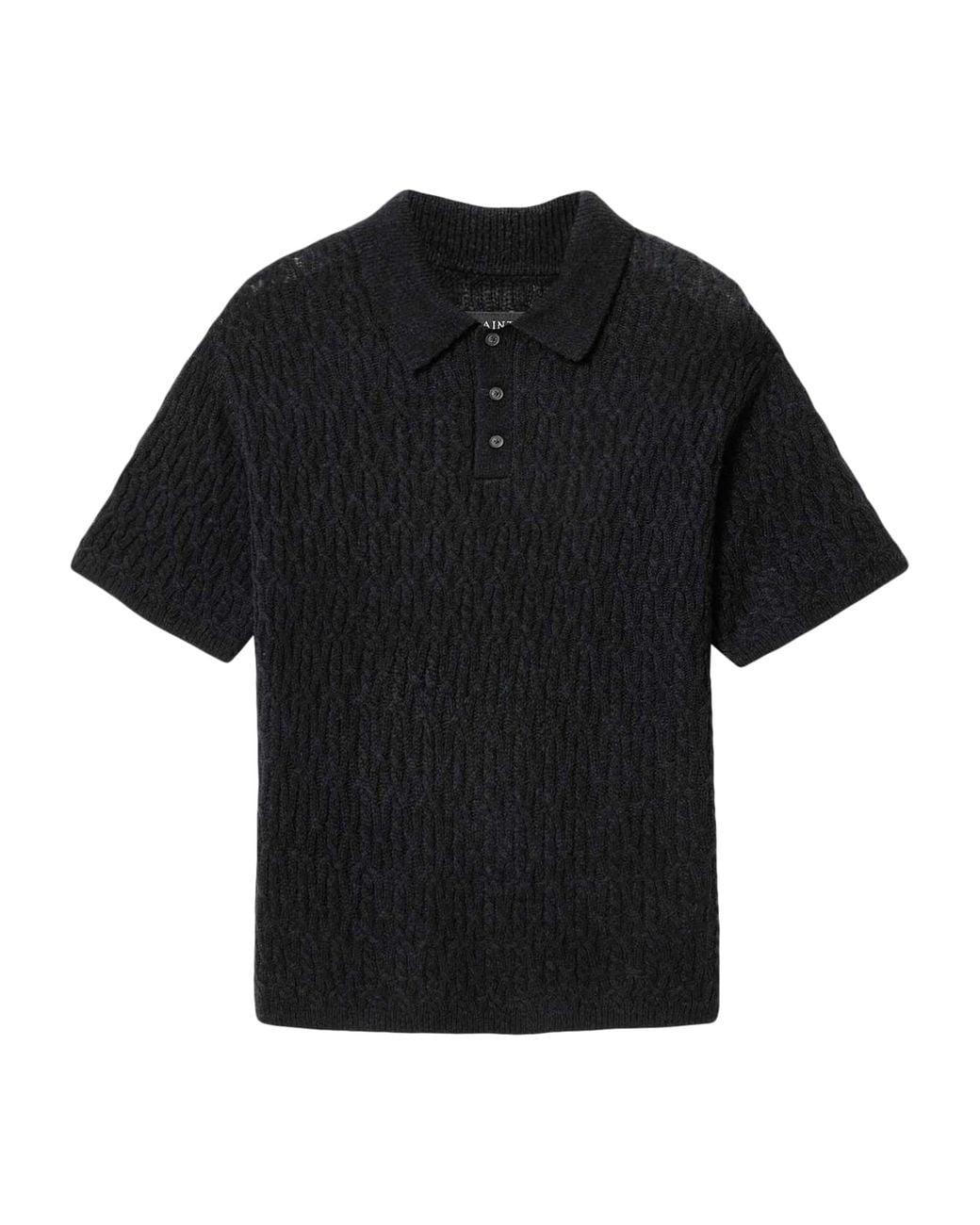 AllSaints Black Wool-Blend Cyclone Polo Shirt for men