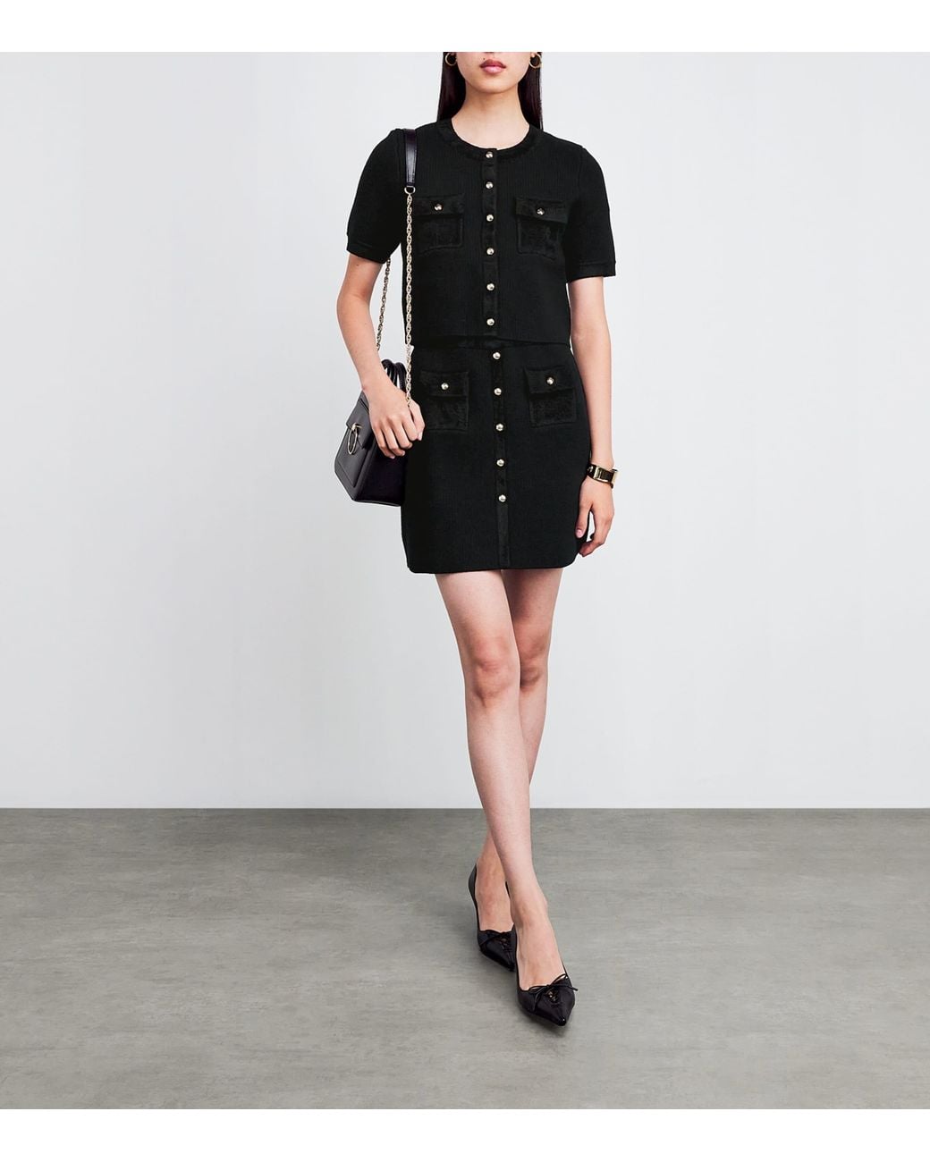 Claudie Pierlot Black Knitted Short-Sleeve Top