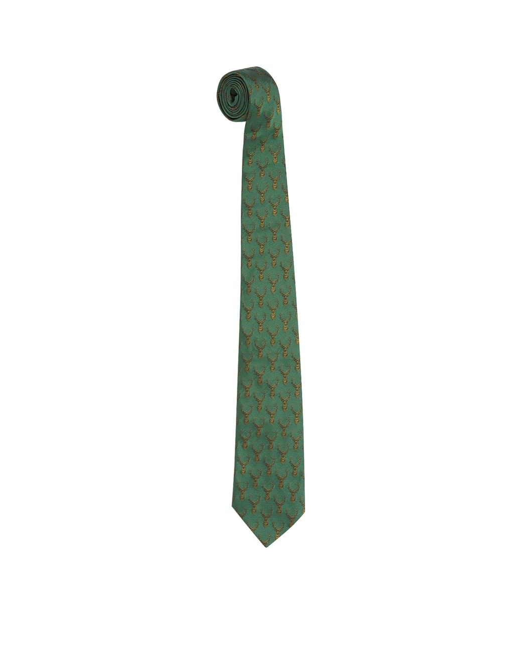 James Purdey & Sons Green Silk Stags Gaze Tie for men