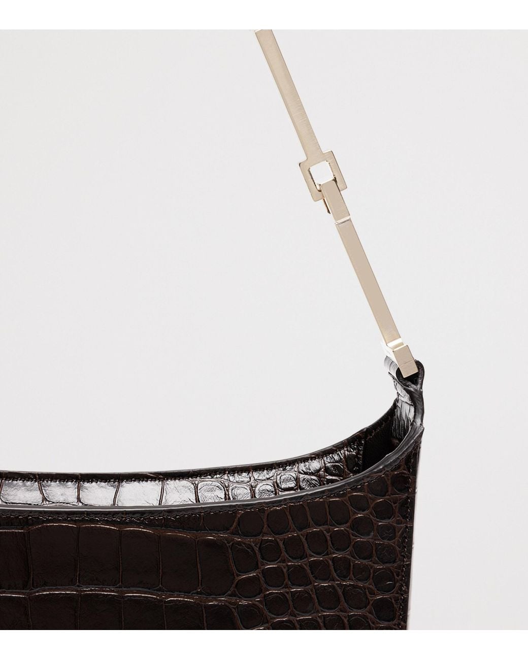 Tom Ford Black Small Croc-Embossed Leather Arc Shoulder Bag
