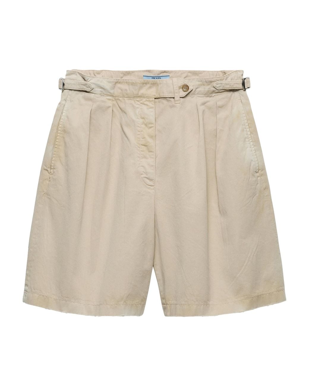 Prada Natural Cotton Gabardine Shorts