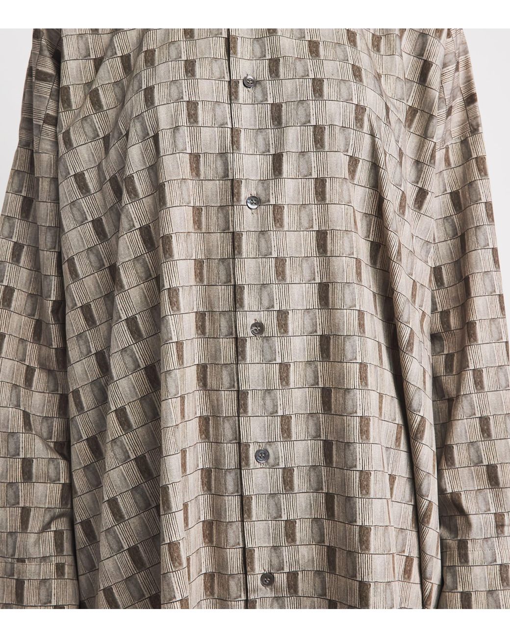 Eskandar Gray Geometric Print Midi Shirt Dress