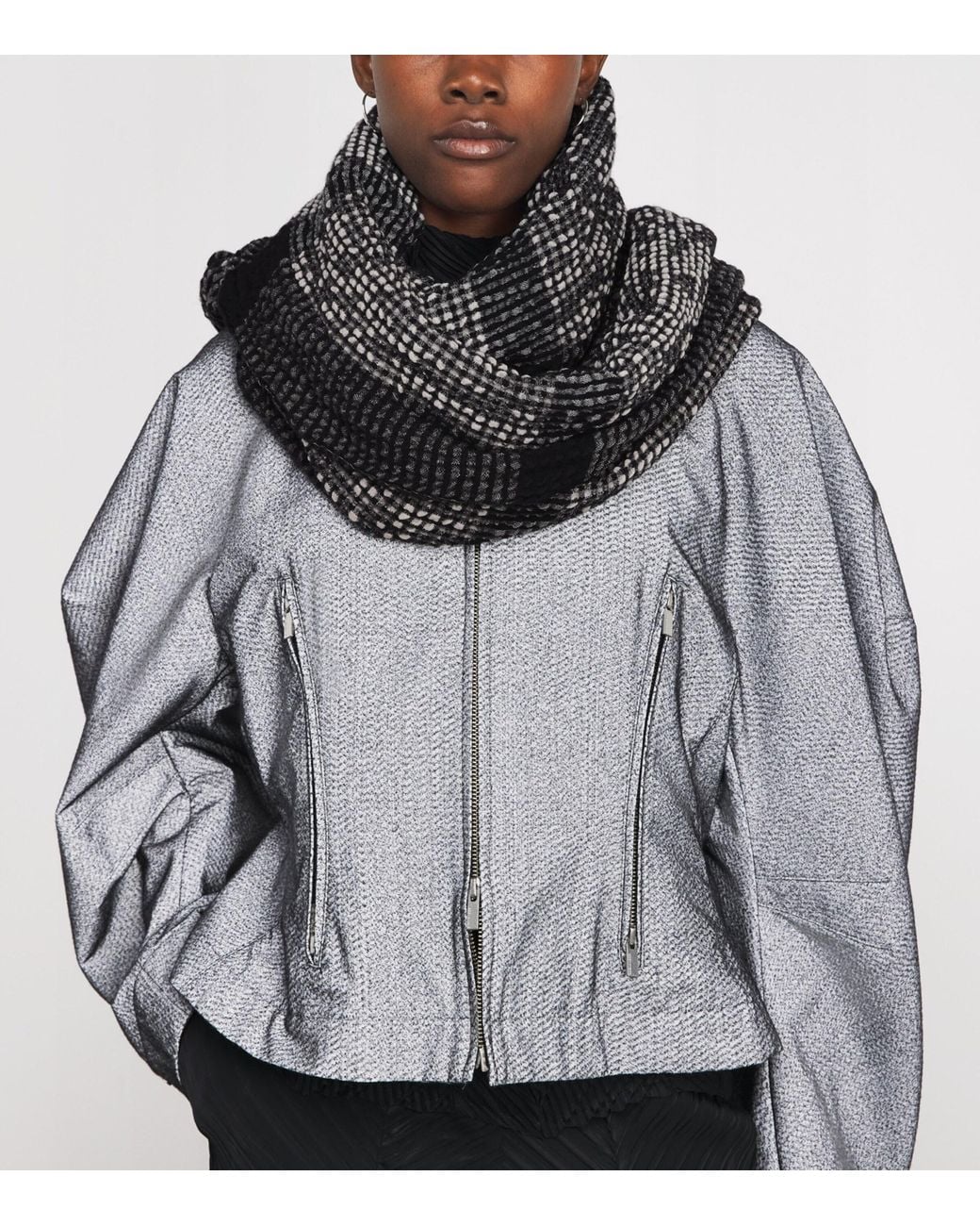 Issey Miyake Black Wool-Cashmere Bumpy Wool Scarf