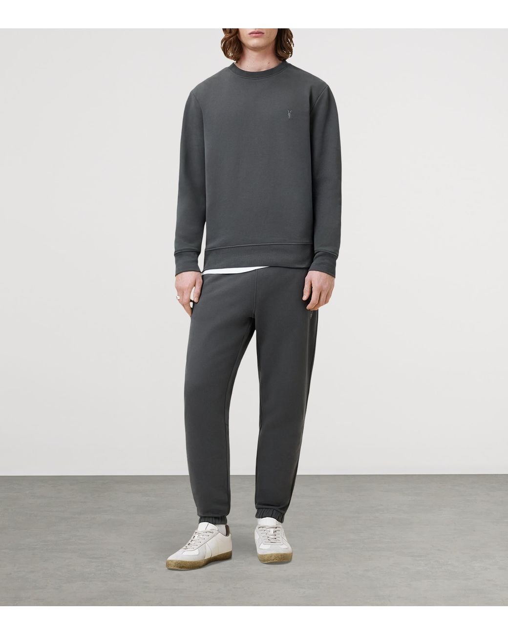 AllSaints Gray Organic Cotton Raven Ramskull Sweatshirt for men