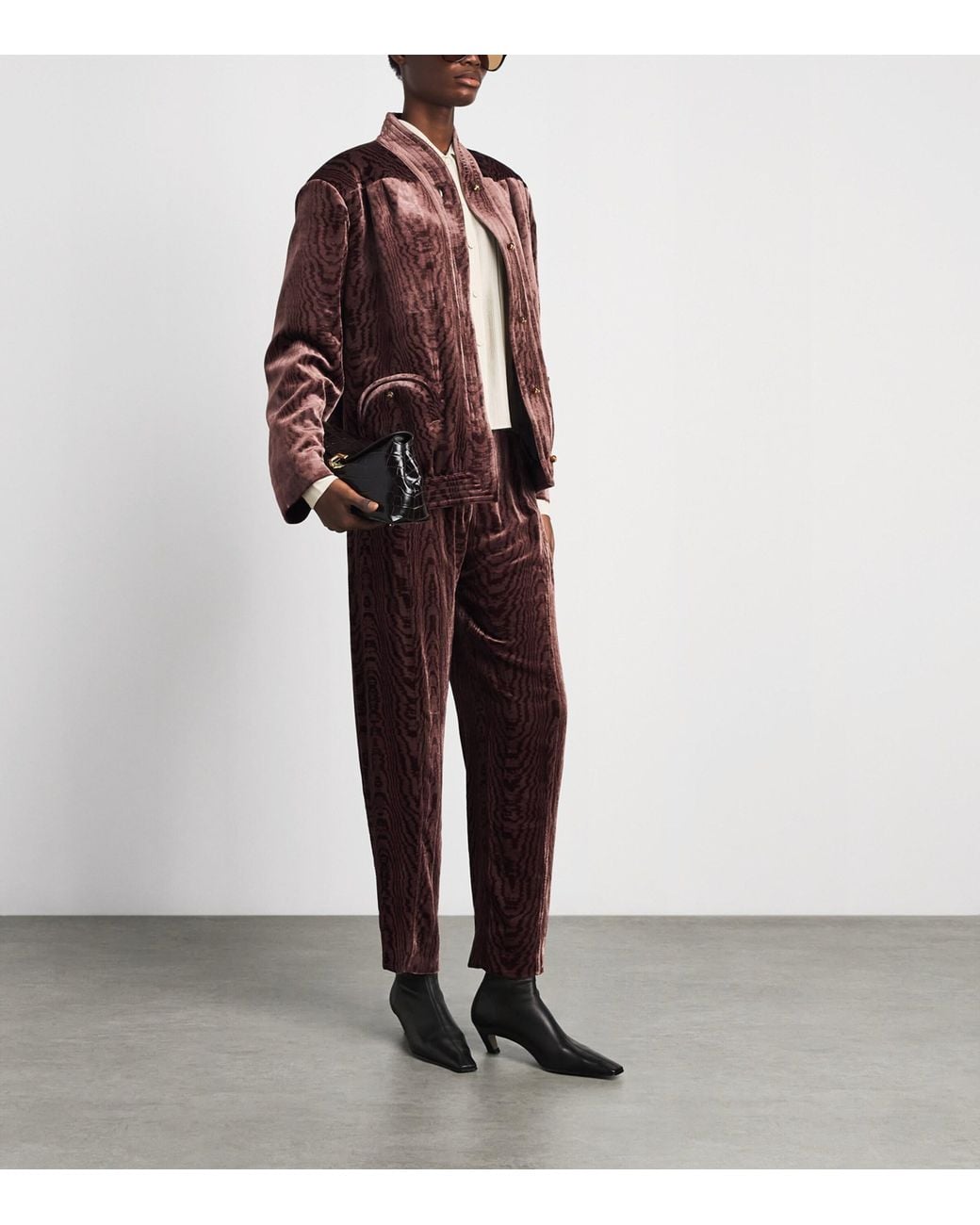 Blazé Milano Brown Velvet Patterned Coiba Blazer