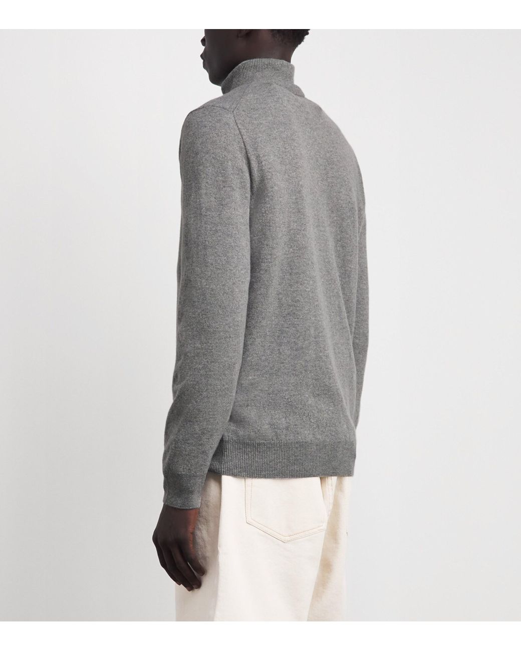 Polo Ralph Lauren Gray Wool Polo Pony Quarter-Zip Sweater for men