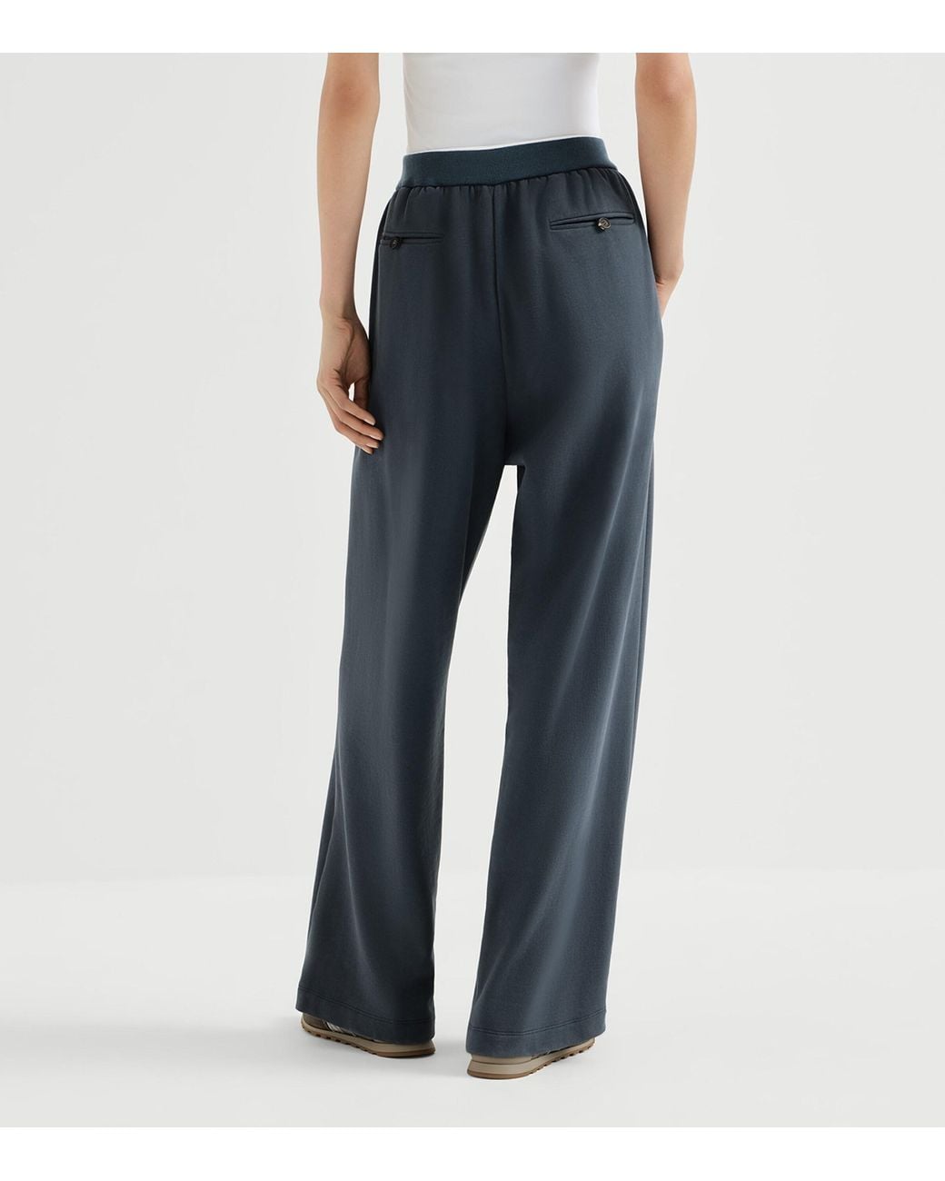 Brunello Cucinelli Blue Cotton Pleated Sweatpants