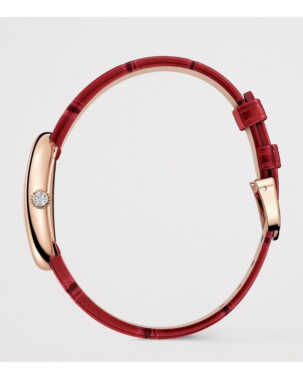 Cartier Red Small Rose And Diamond Baignoire De Watch