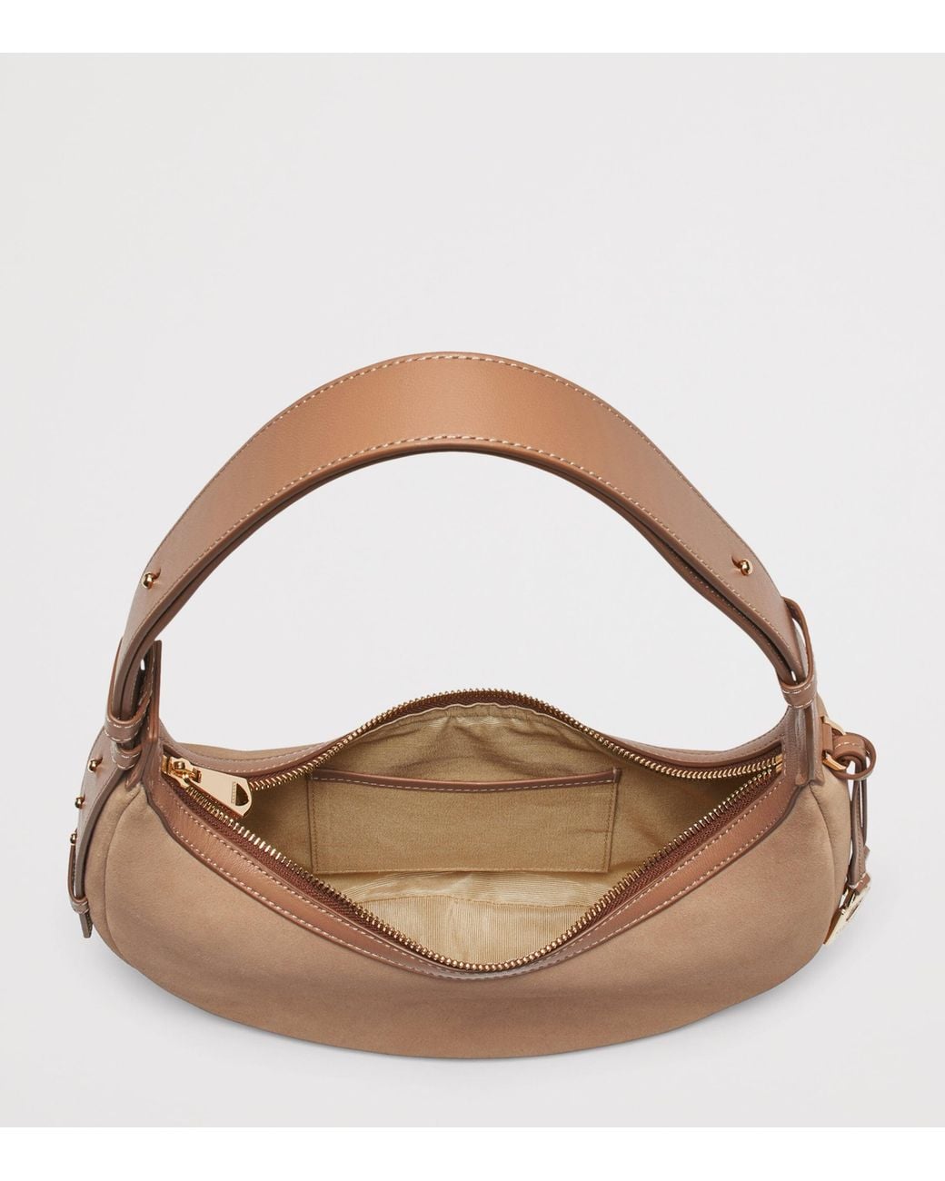 Aspinal Natural Small Leather Soho Crescent Shoulder Bag