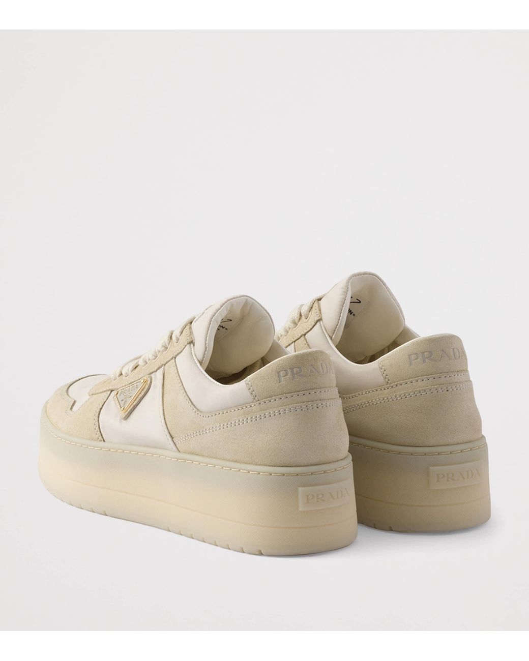 Prada Natural Re-Nylon And Suede Downtown Bold Sneakers