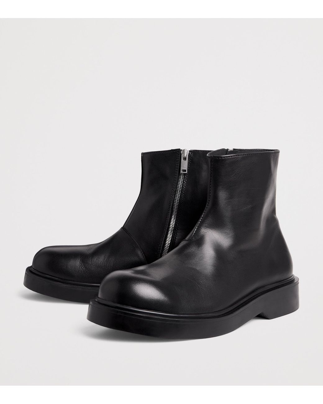 Sandro Black Leather Zipper Boots for men